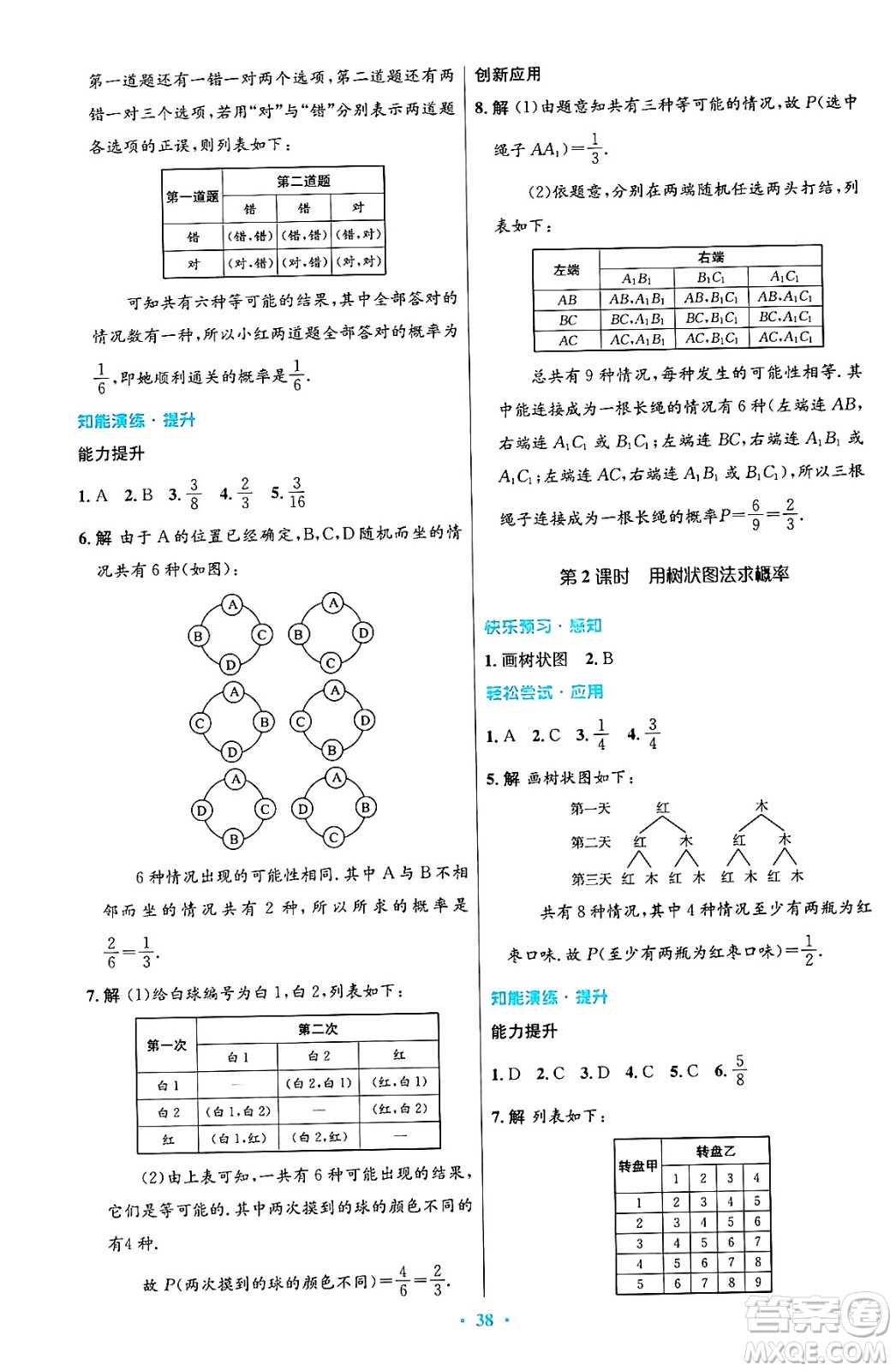 人民教育出版社2024年秋初中同步測控優(yōu)化設計九年級數(shù)學上冊人教版答案