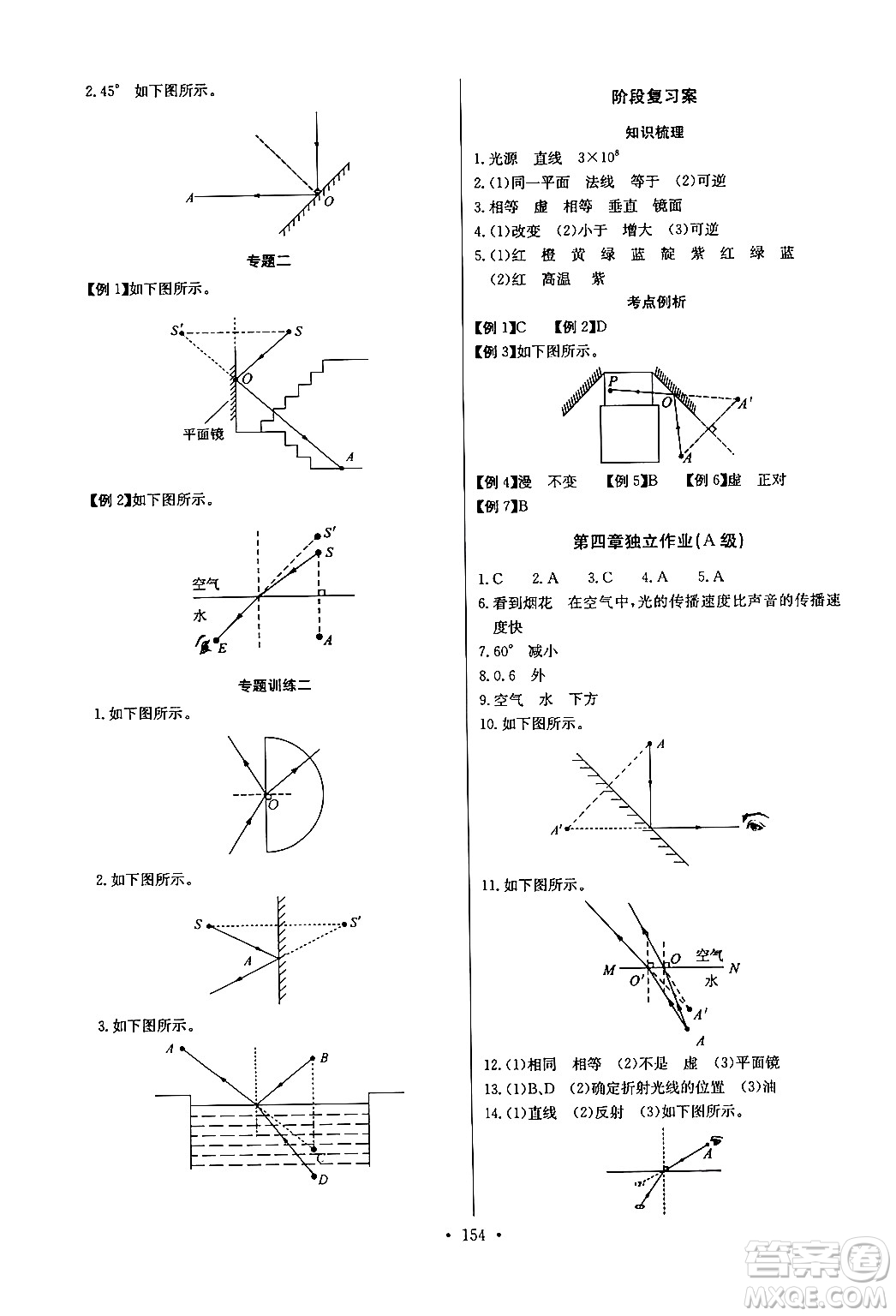 長(zhǎng)江少年兒童出版社2024年秋長(zhǎng)江全能學(xué)案同步練習(xí)冊(cè)八年級(jí)物理上冊(cè)人教版答案