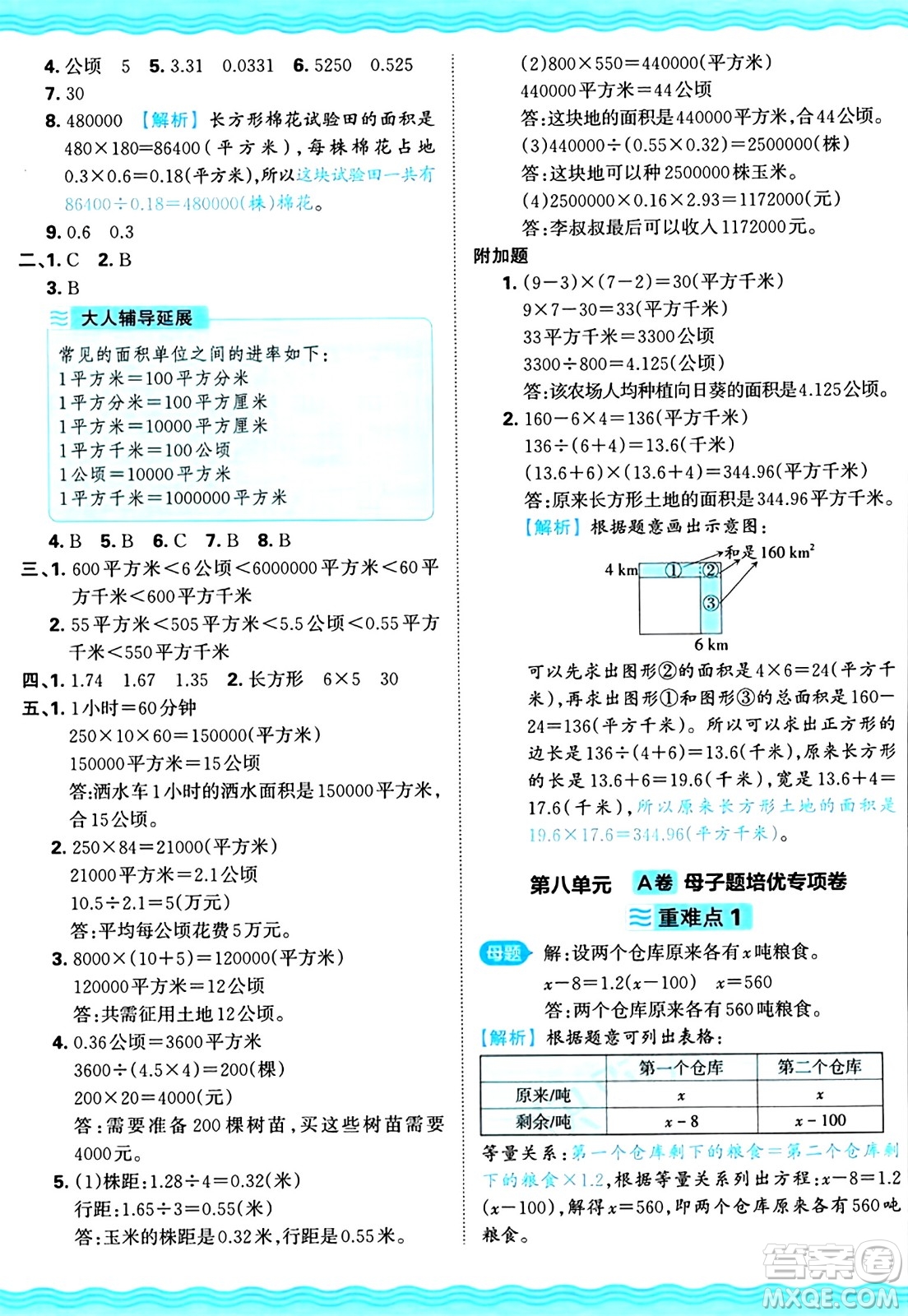 江西人民出版社2024年秋王朝霞培優(yōu)100分五年級(jí)數(shù)學(xué)上冊(cè)冀教版答案