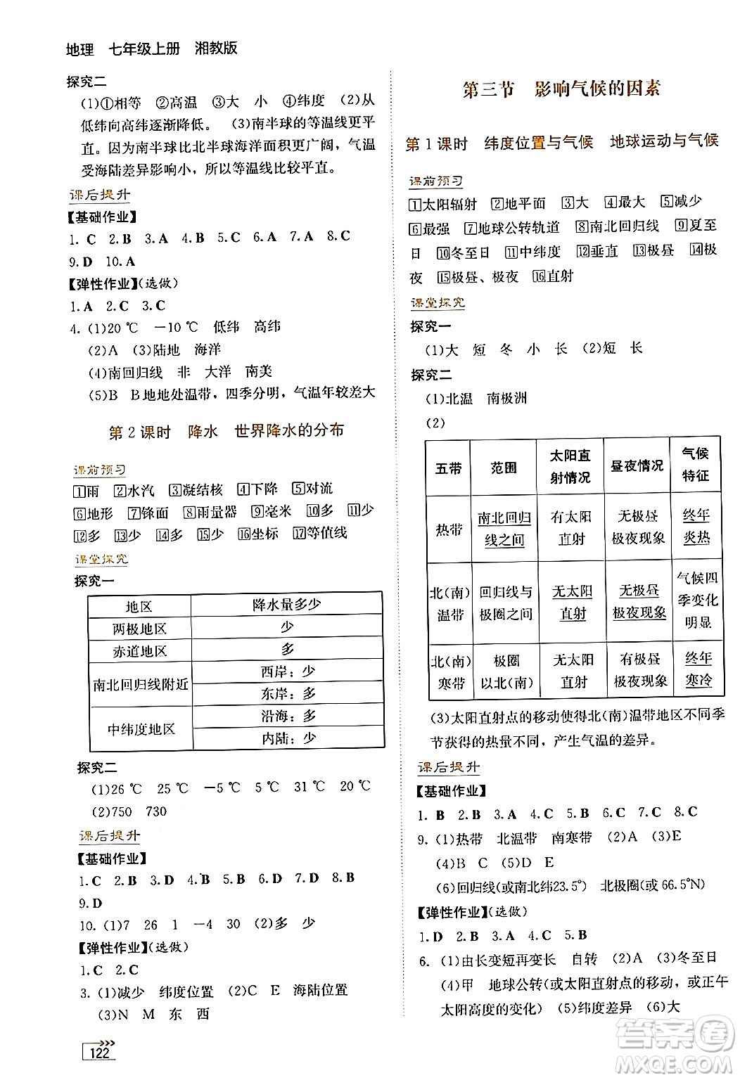 湖南教育出版社2024年秋學(xué)法大視野七年級(jí)地理上冊(cè)湘教版答案