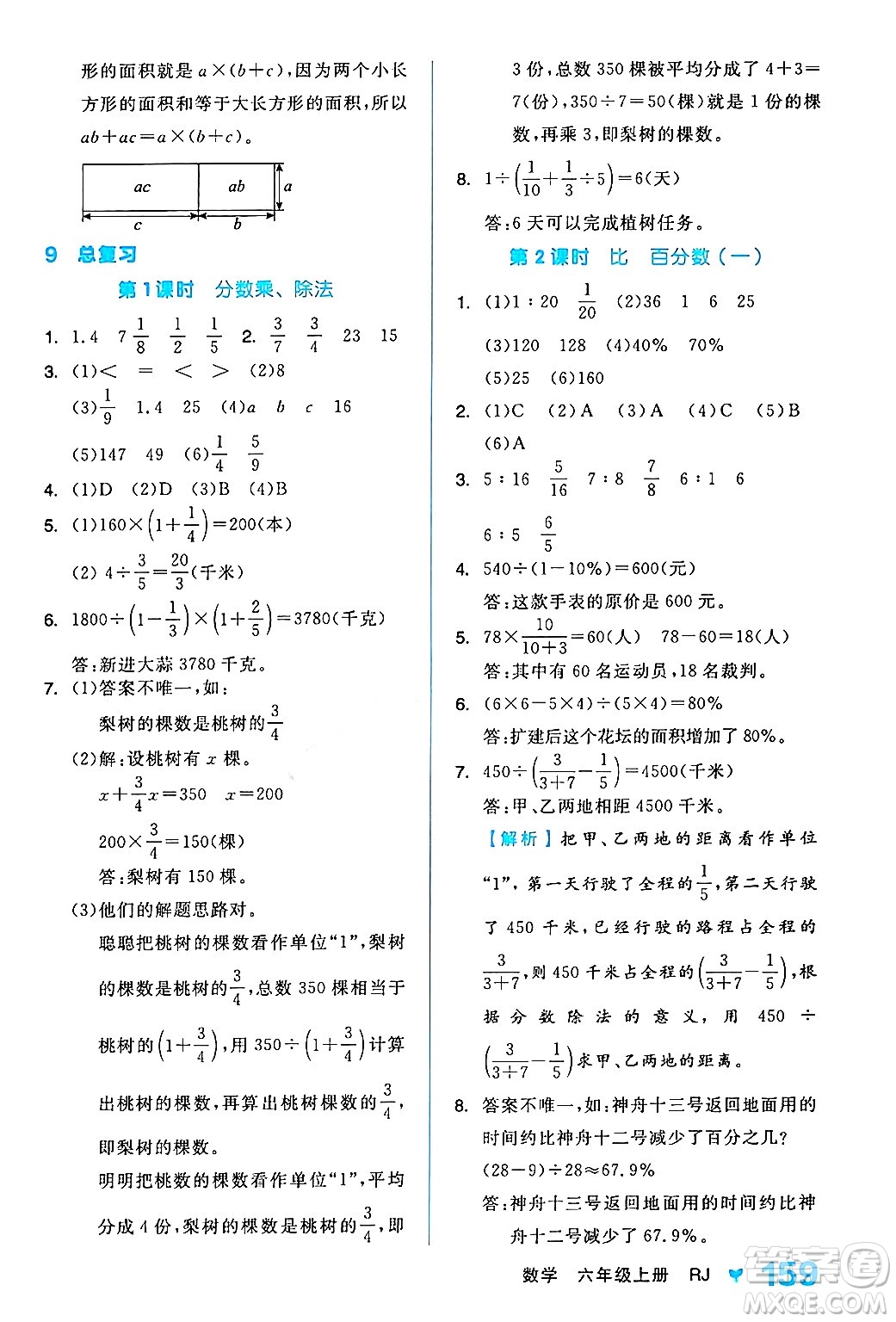 開明出版社2024年秋全品學(xué)練考六年級(jí)數(shù)學(xué)上冊(cè)人教版答案