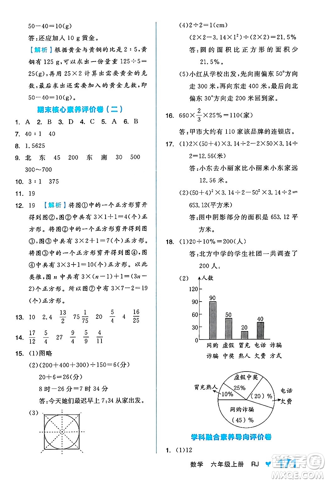 開明出版社2024年秋全品學(xué)練考六年級(jí)數(shù)學(xué)上冊(cè)人教版答案