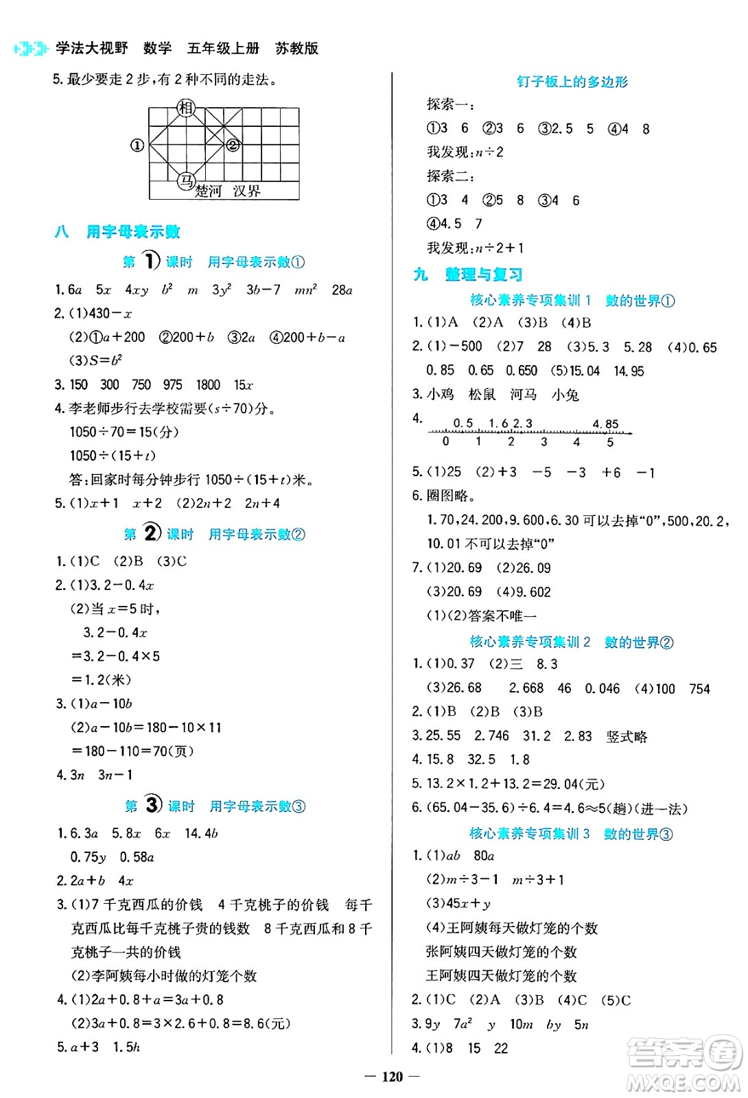 湖南教育出版社2024年秋學(xué)法大視野五年級數(shù)學(xué)上冊蘇教版答案