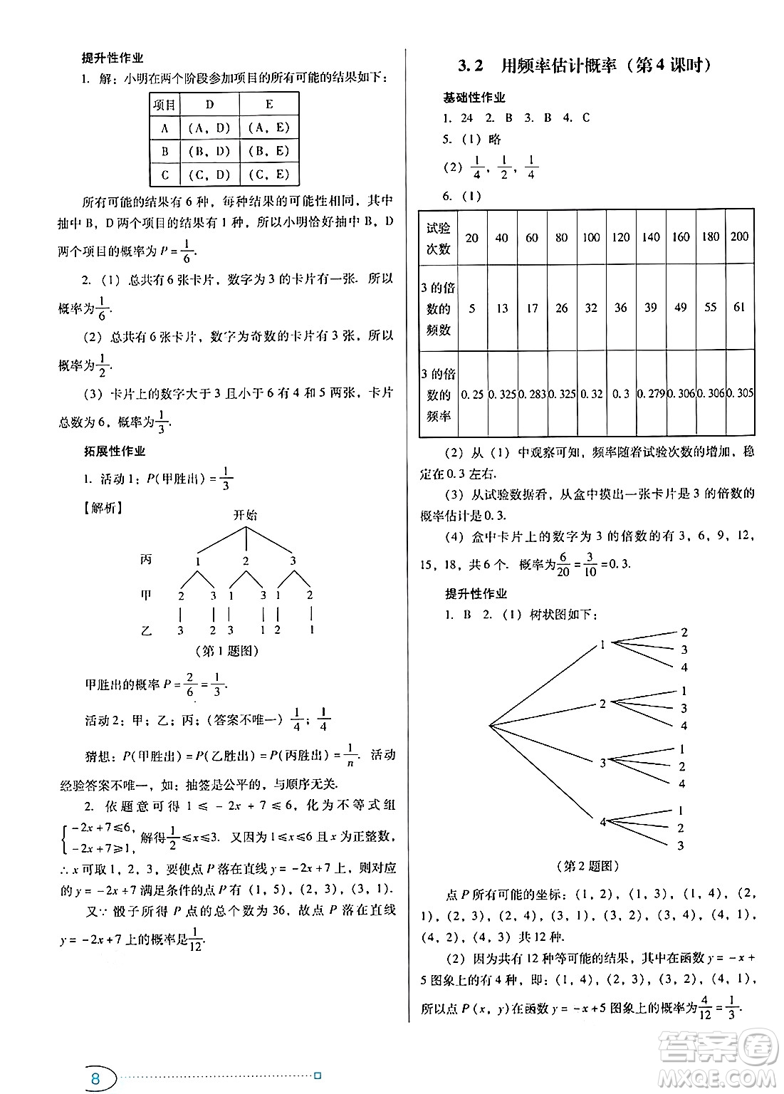 廣東教育出版社2024年秋南方新課堂金牌學(xué)案九年級(jí)數(shù)學(xué)上冊(cè)北師大版答案