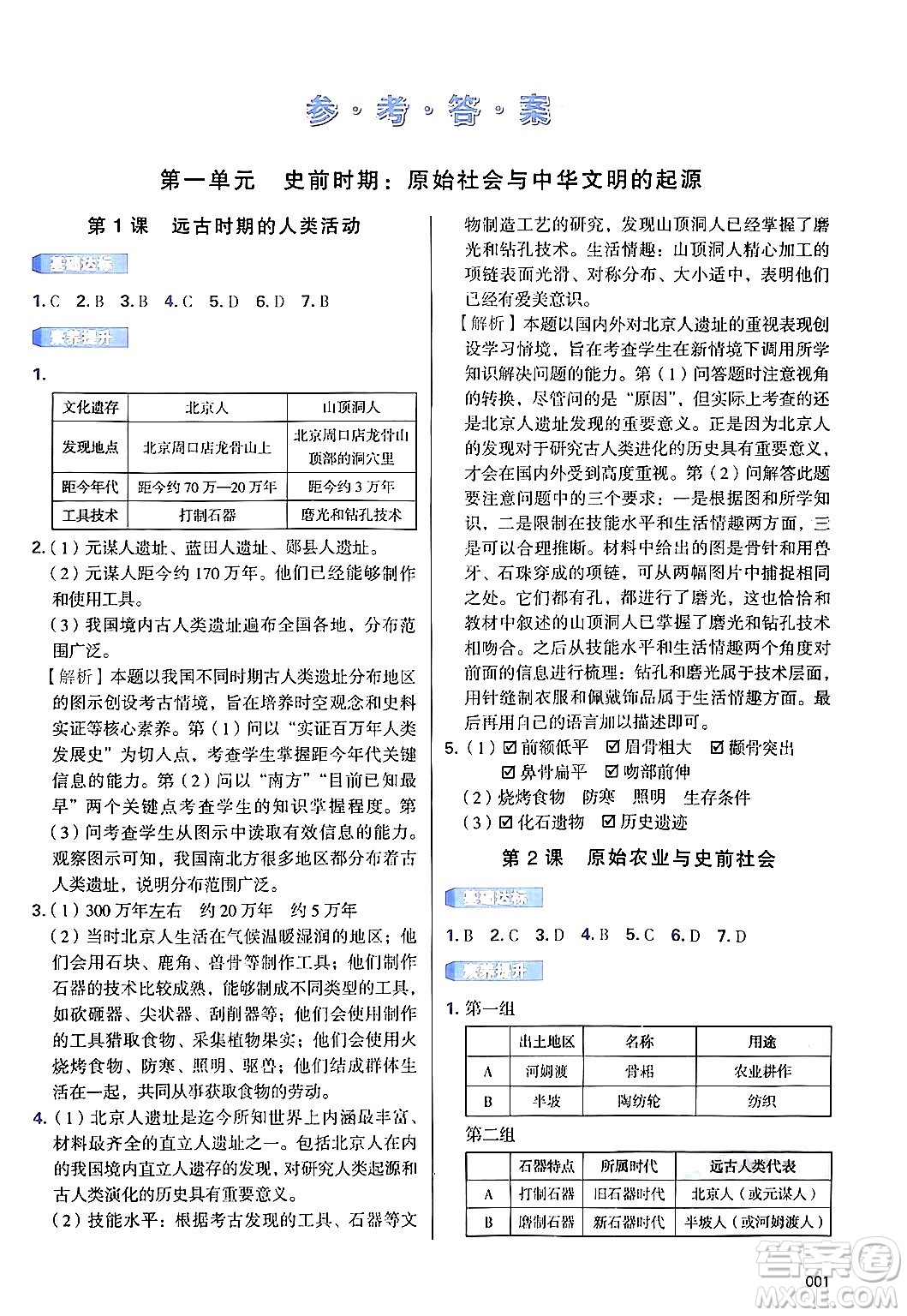 天津教育出版社2024年秋學(xué)習(xí)質(zhì)量監(jiān)測(cè)七年級(jí)中國(guó)歷史上冊(cè)人教版答案