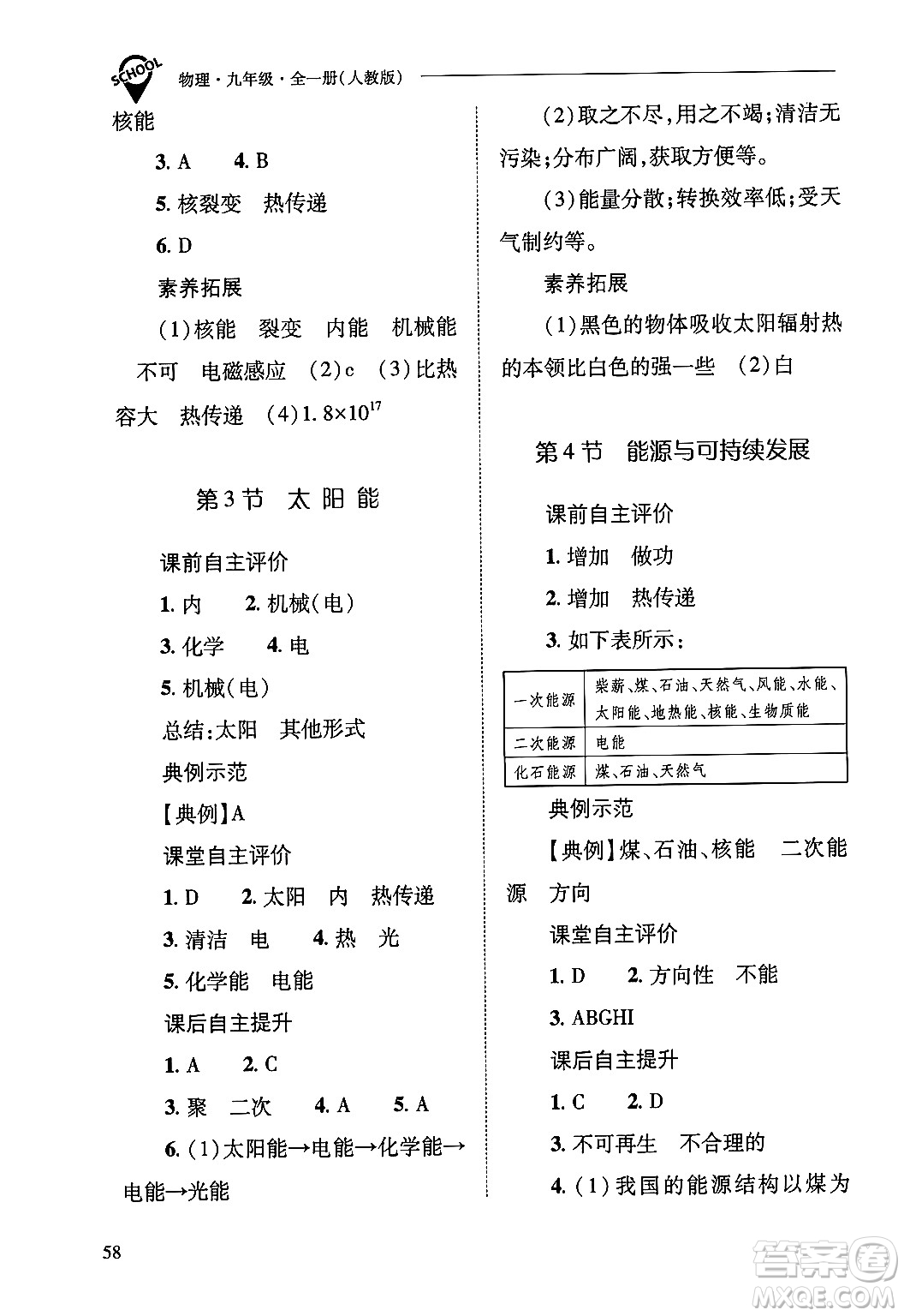 山西教育出版社2025年秋新課程問(wèn)題解決導(dǎo)學(xué)方案九年級(jí)物理全一冊(cè)人教版答案