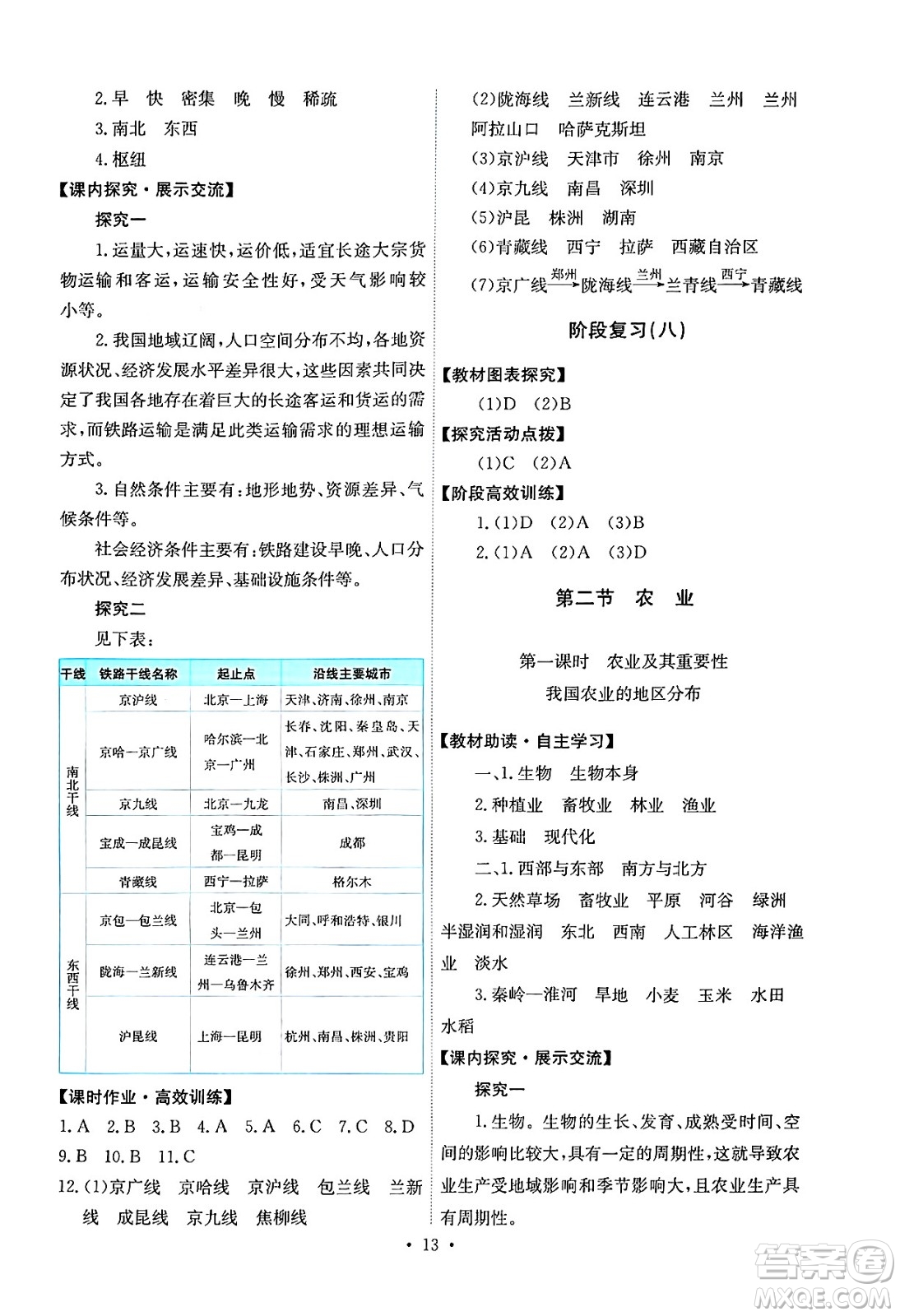 人民教育出版社2024年秋能力培養(yǎng)與測試八年級地理上冊人教版答案