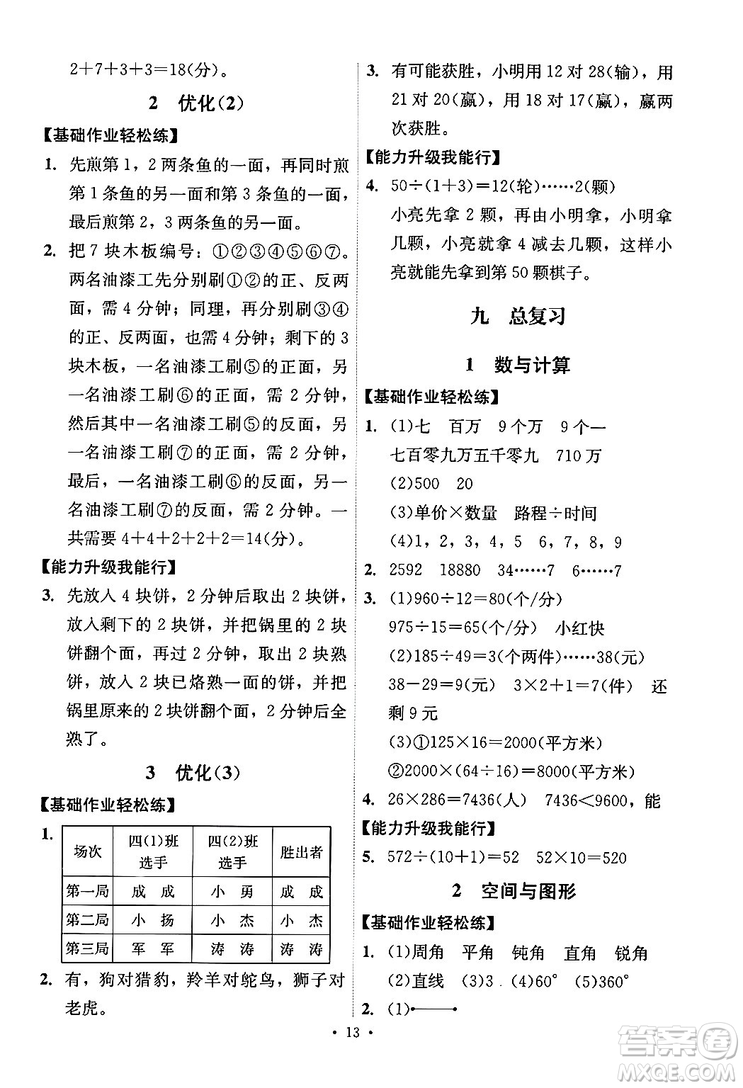 人民教育出版社2024年秋能力培養(yǎng)與測(cè)試四年級(jí)數(shù)學(xué)上冊(cè)人教版湖南專(zhuān)版答案