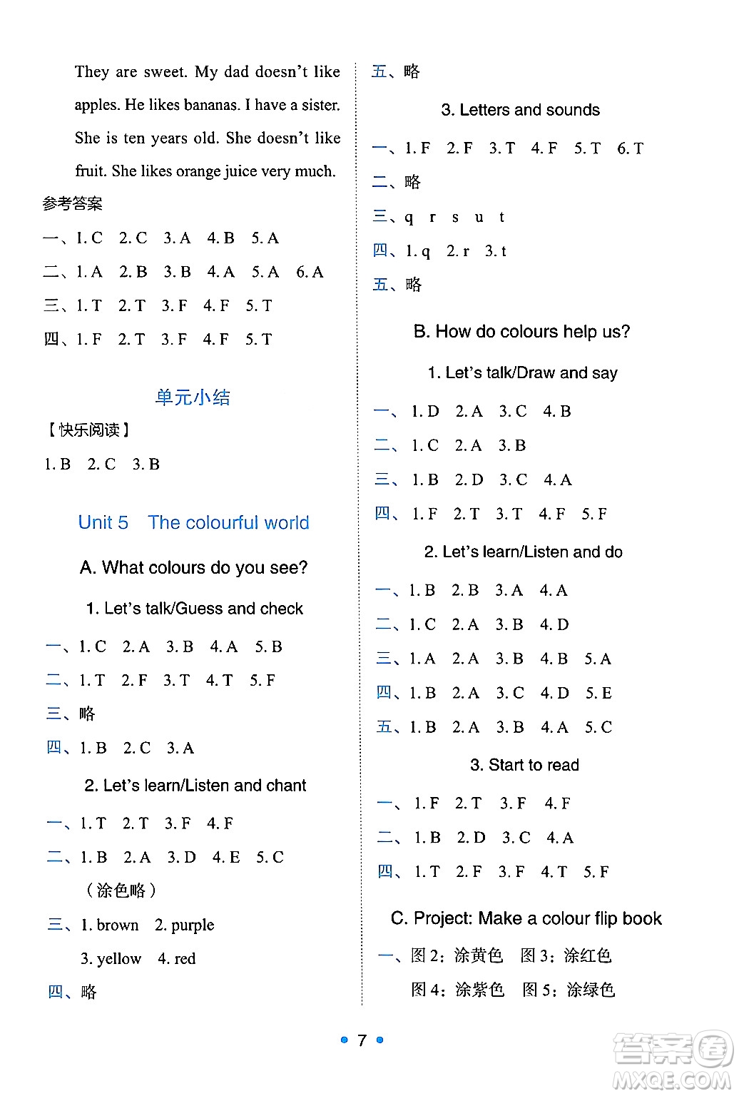 人民教育出版社2024年秋能力培養(yǎng)與測(cè)試三年級(jí)英語上冊(cè)人教PEP版答案