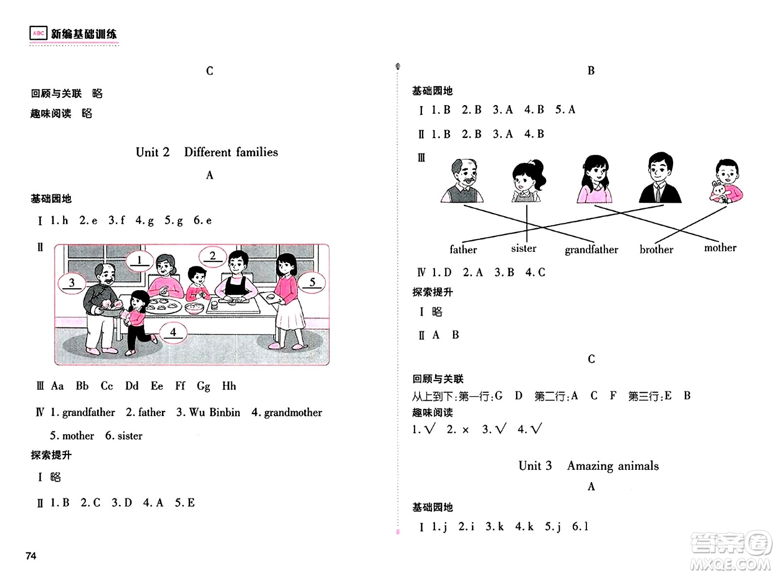 安徽少年兒童出版社2024年秋新編基礎(chǔ)訓(xùn)練三年級英語上冊人教版答案