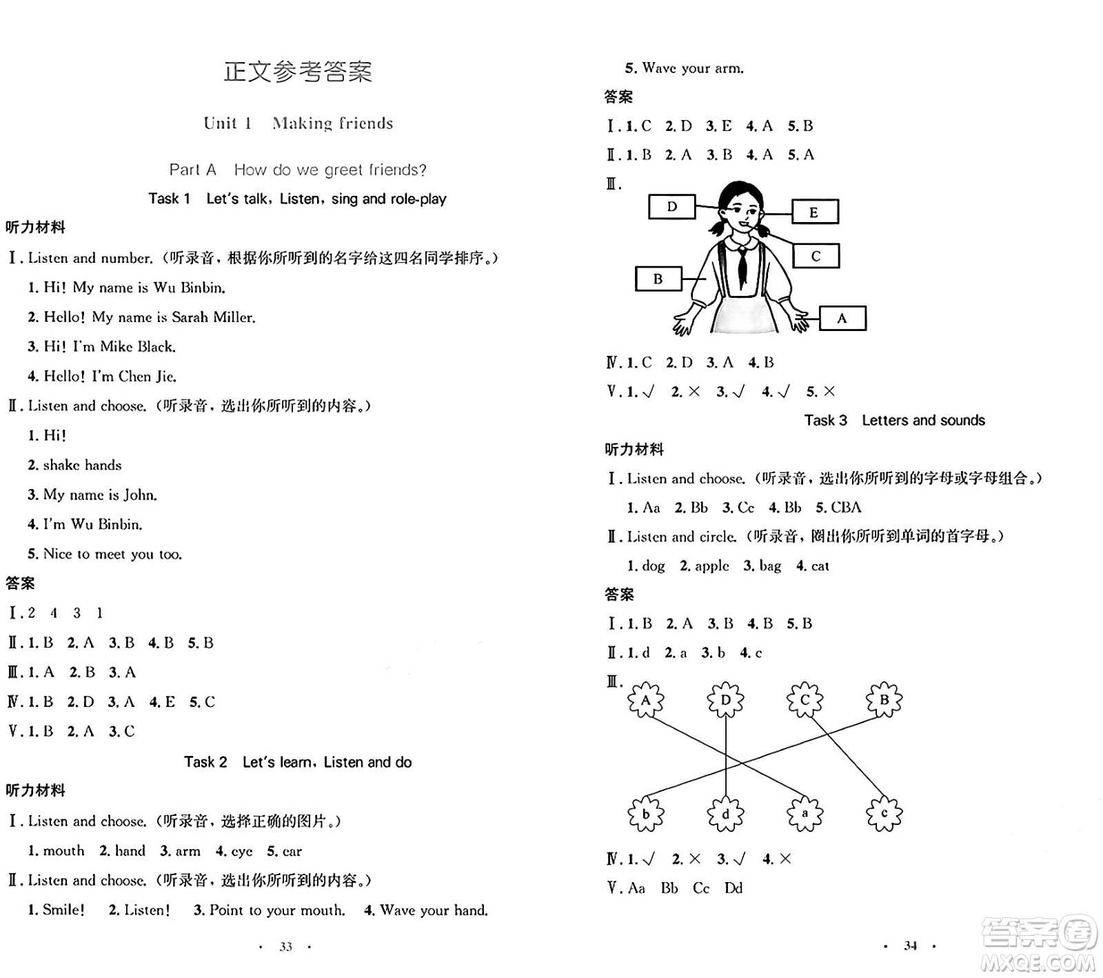 人民教育出版社2024年秋小學(xué)同步測(cè)控優(yōu)化設(shè)計(jì)三年級(jí)英語上冊(cè)人教PEP版增強(qiáng)版三起點(diǎn)答案