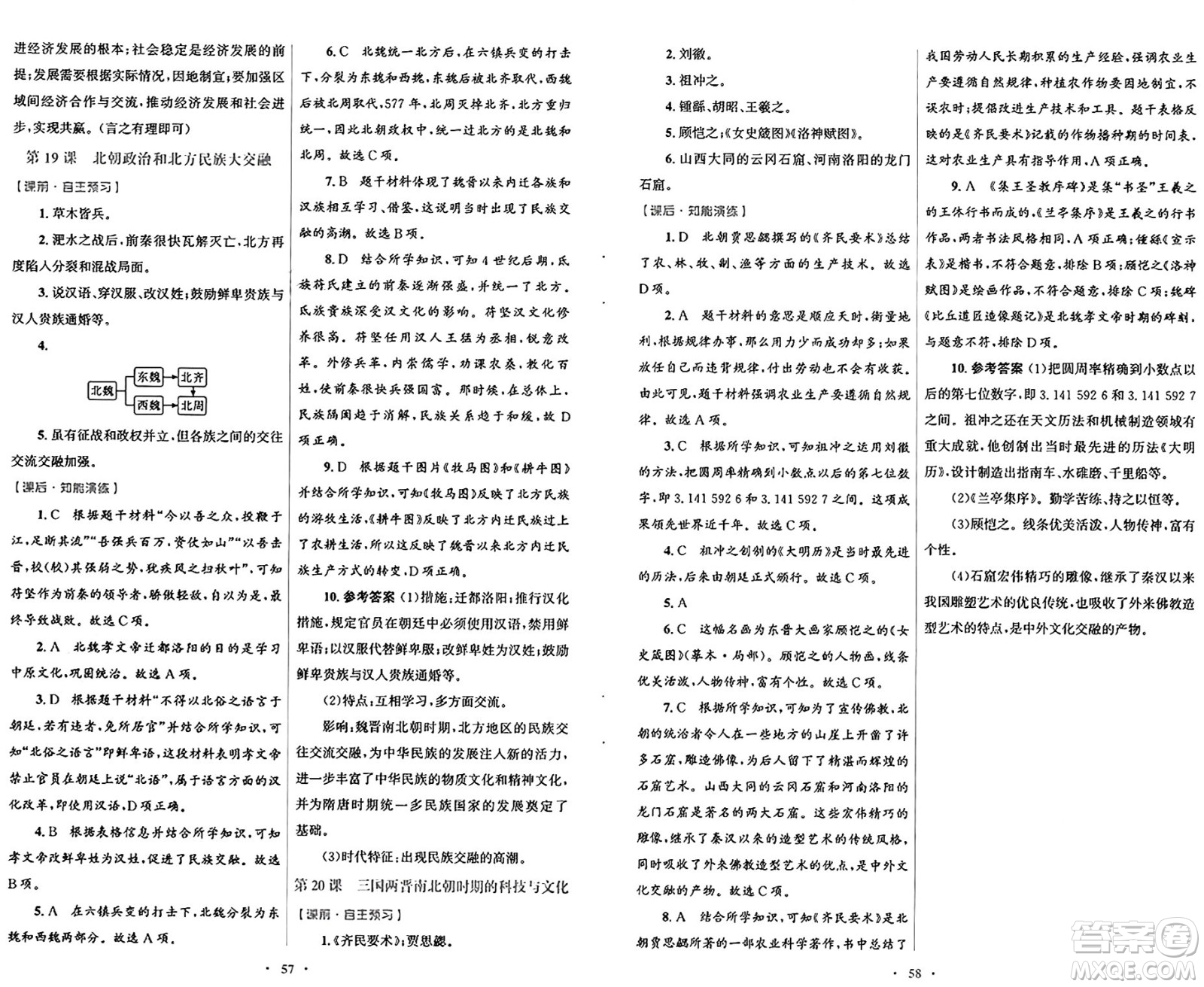 人民教育出版社2024年秋初中同步測(cè)控優(yōu)化設(shè)計(jì)七年級(jí)中國(guó)歷史上冊(cè)人教版答案