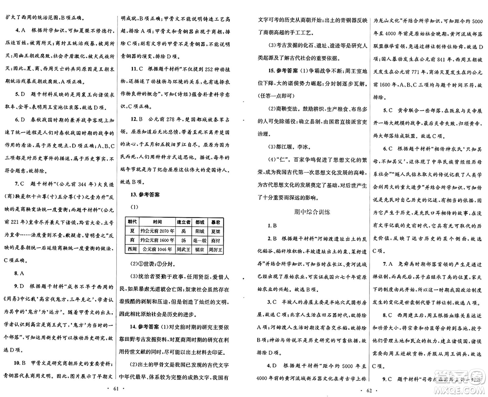 人民教育出版社2024年秋初中同步測(cè)控優(yōu)化設(shè)計(jì)七年級(jí)中國(guó)歷史上冊(cè)人教版答案