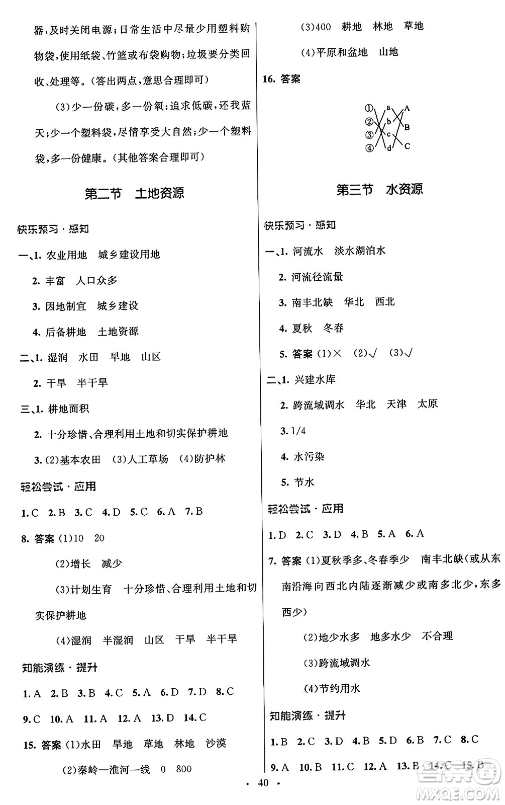 人民教育出版社2024年秋初中同步測控優(yōu)化設(shè)計八年級地理上冊人教版答案