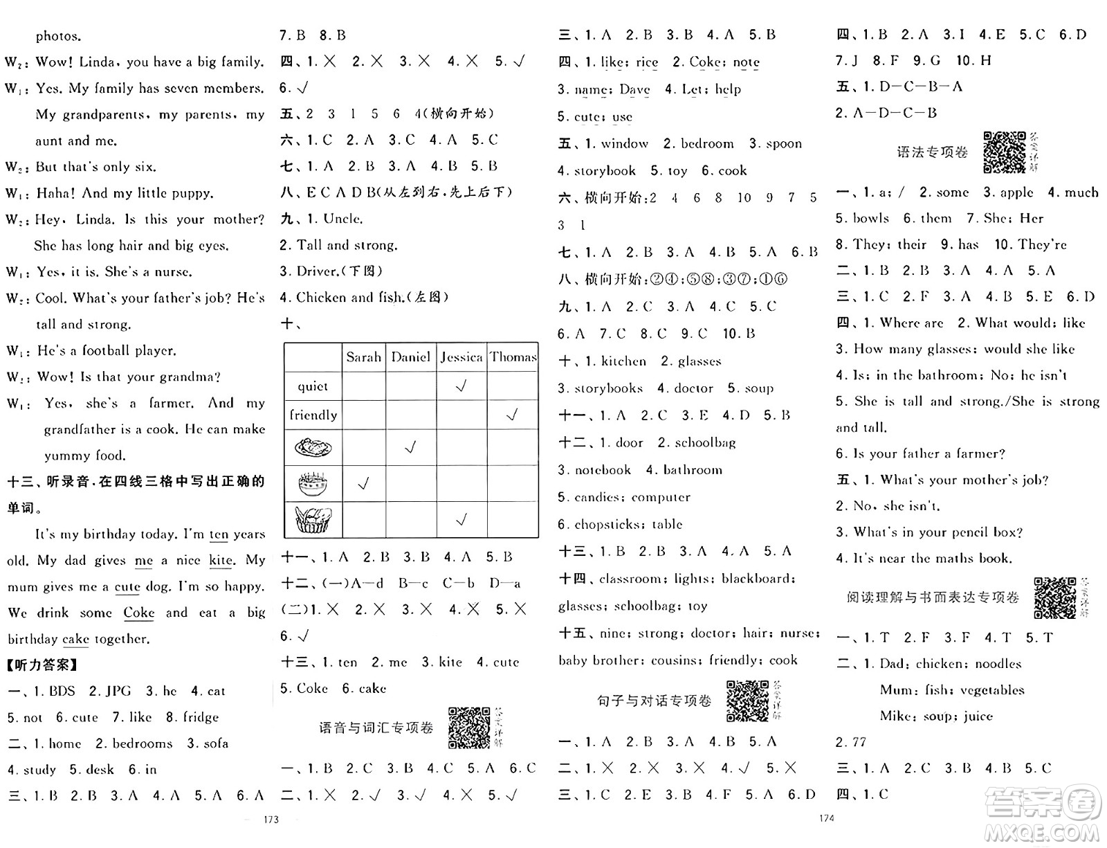 寧夏人民教育出版社2024年秋學(xué)霸提優(yōu)大試卷四年級(jí)英語上冊(cè)人教版答案