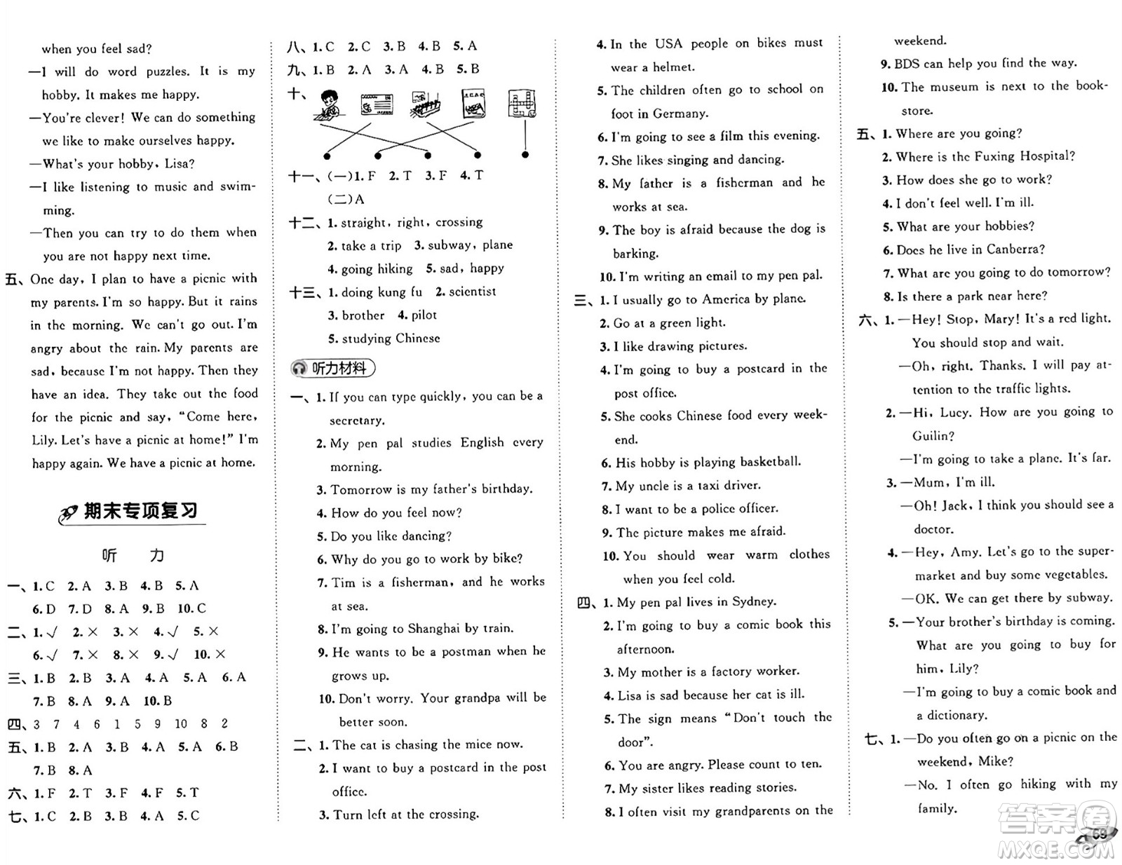 首都師范大學(xué)出版社2024年秋53全優(yōu)卷六年級英語上冊人教PEP版答案