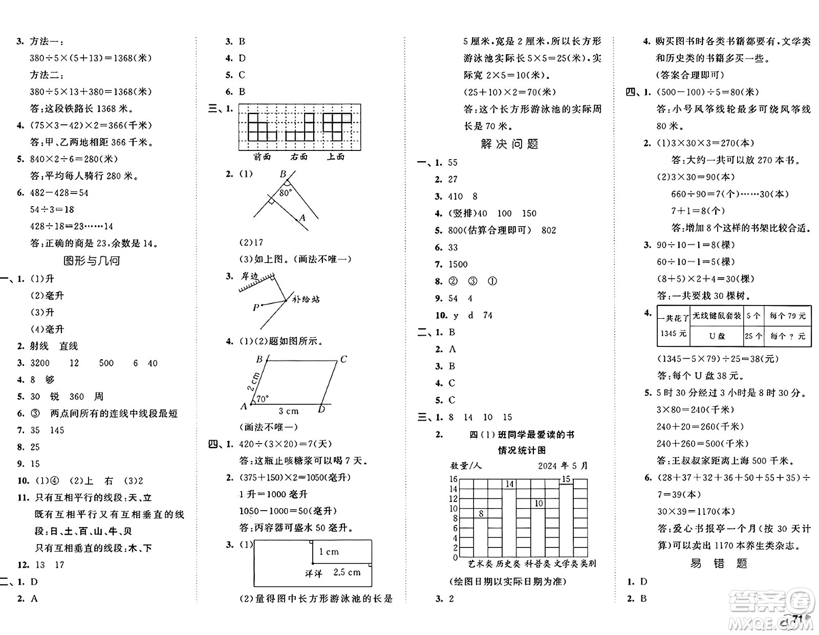 西安出版社2024年秋53全優(yōu)卷四年級數(shù)學(xué)上冊蘇教版答案