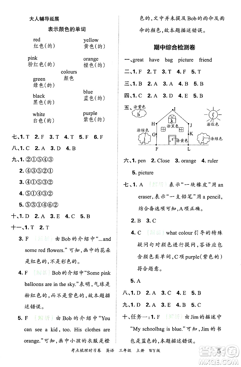 江西人民出版社2024年秋王朝霞考點(diǎn)梳理時(shí)習(xí)卷三年級英語上冊外研版答案