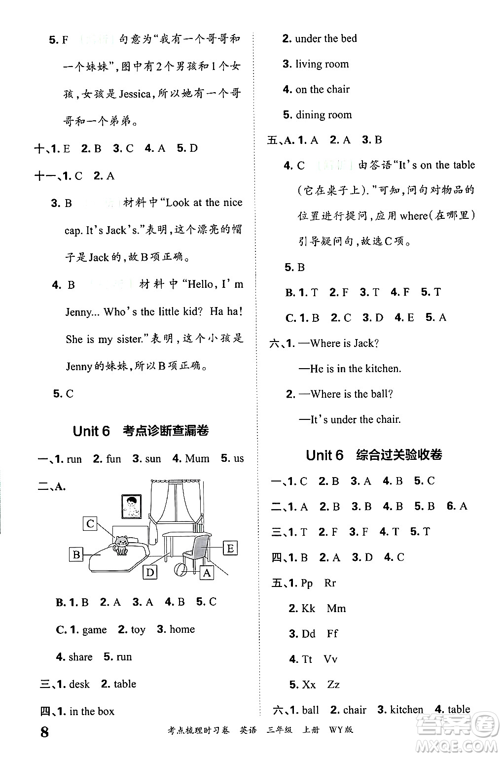 江西人民出版社2024年秋王朝霞考點(diǎn)梳理時(shí)習(xí)卷三年級英語上冊外研版答案