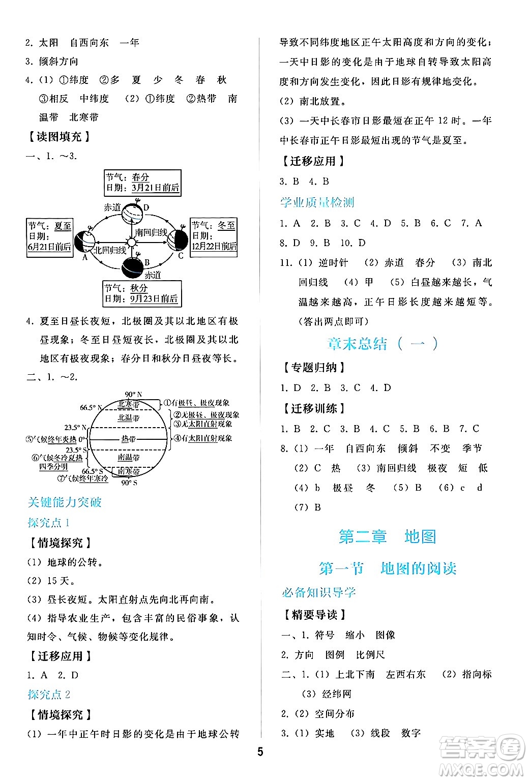 人民教育出版社2024年秋同步輕松練習(xí)七年級(jí)地理上冊(cè)人教版答案