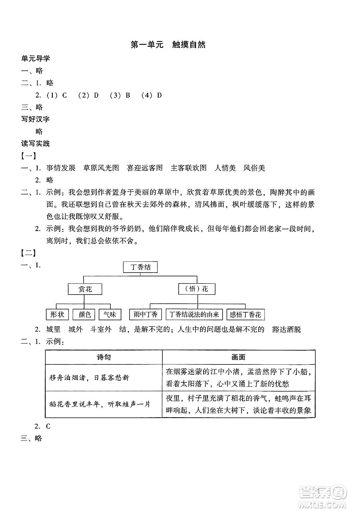 廣州出版社2024年秋陽光學(xué)業(yè)評價六年級語文上冊人教版答案