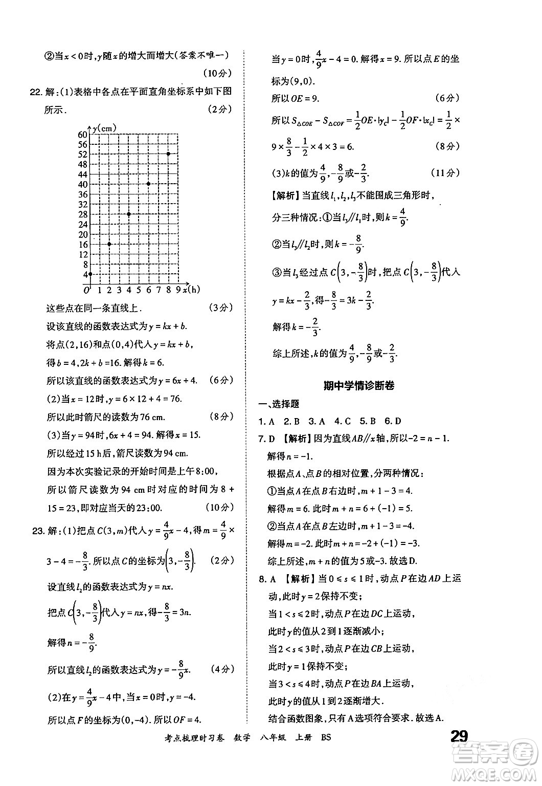 江西人民出版社2024年秋王朝霞考點(diǎn)梳理時(shí)習(xí)卷八年級(jí)數(shù)學(xué)上冊(cè)北師大版答案