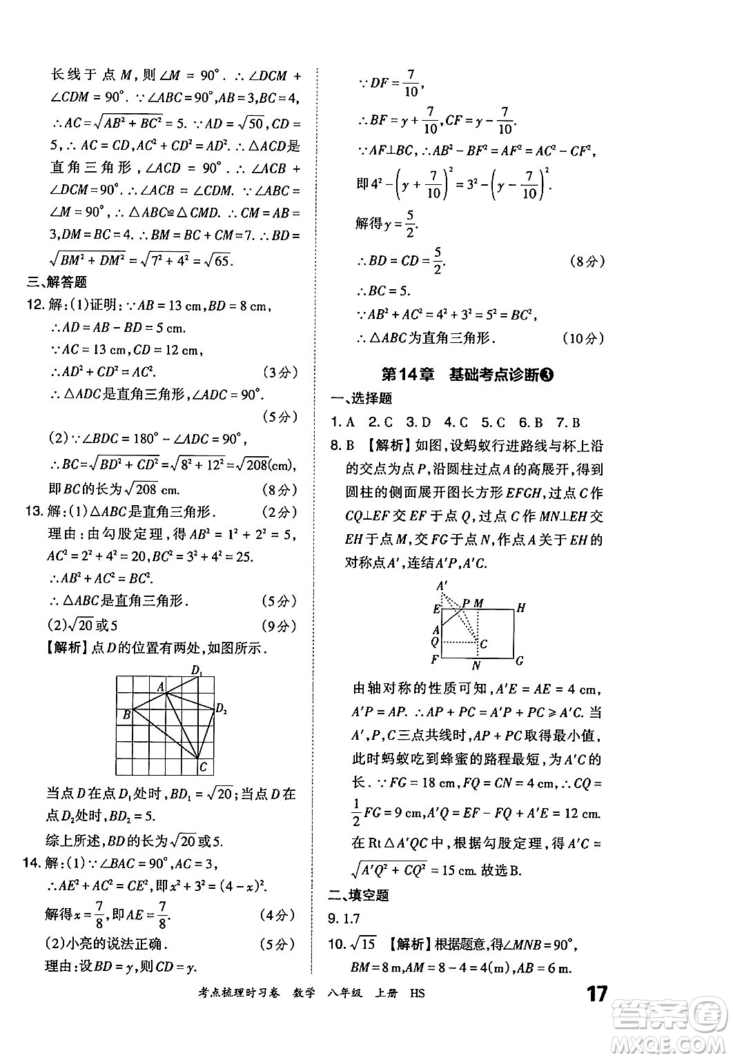 江西人民出版社2024年秋王朝霞考點(diǎn)梳理時(shí)習(xí)卷八年級(jí)數(shù)學(xué)上冊(cè)華師版答案