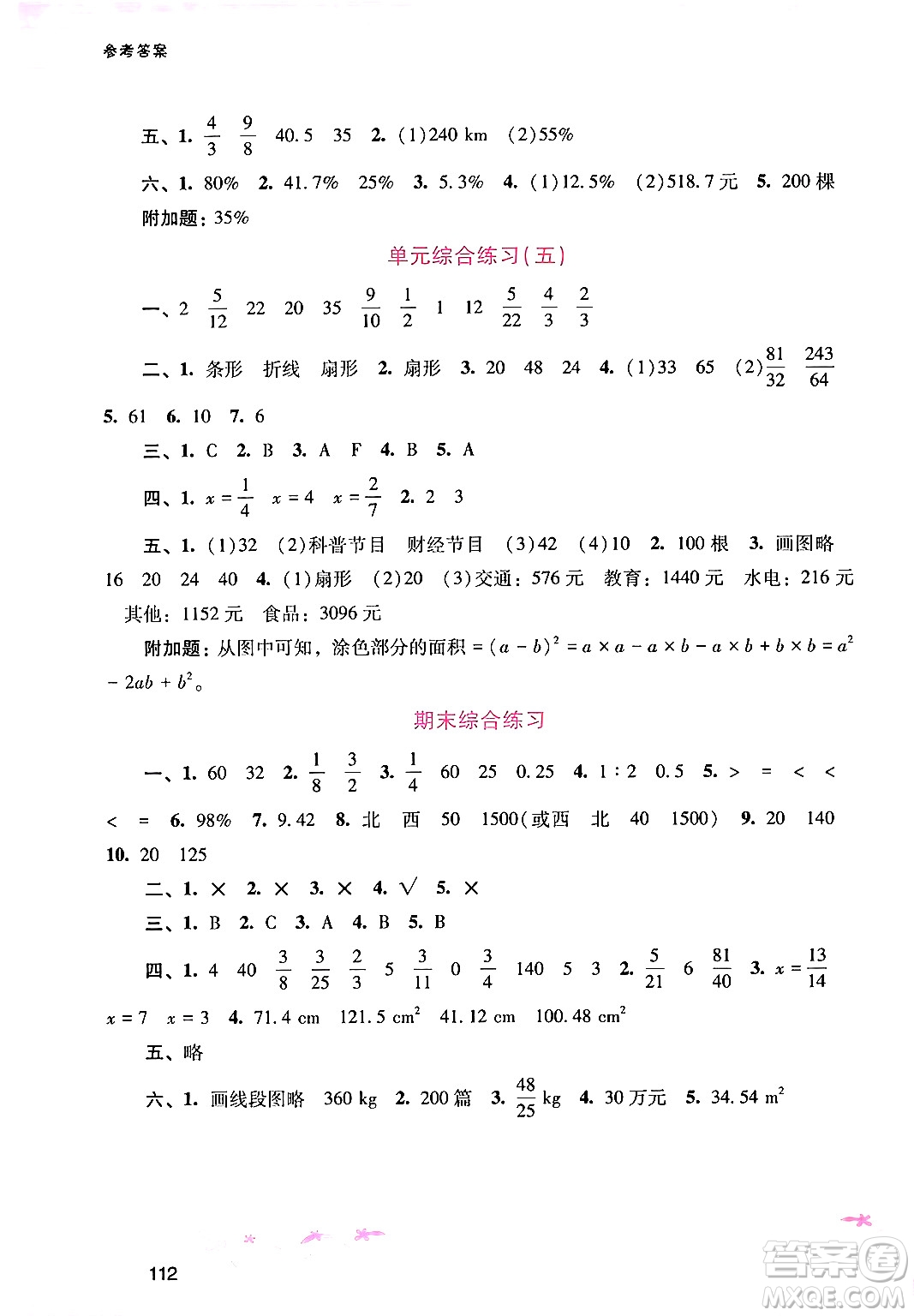 廣西師范大學(xué)出版社2024年秋新課程學(xué)習(xí)輔導(dǎo)六年級數(shù)學(xué)上冊人教版答案