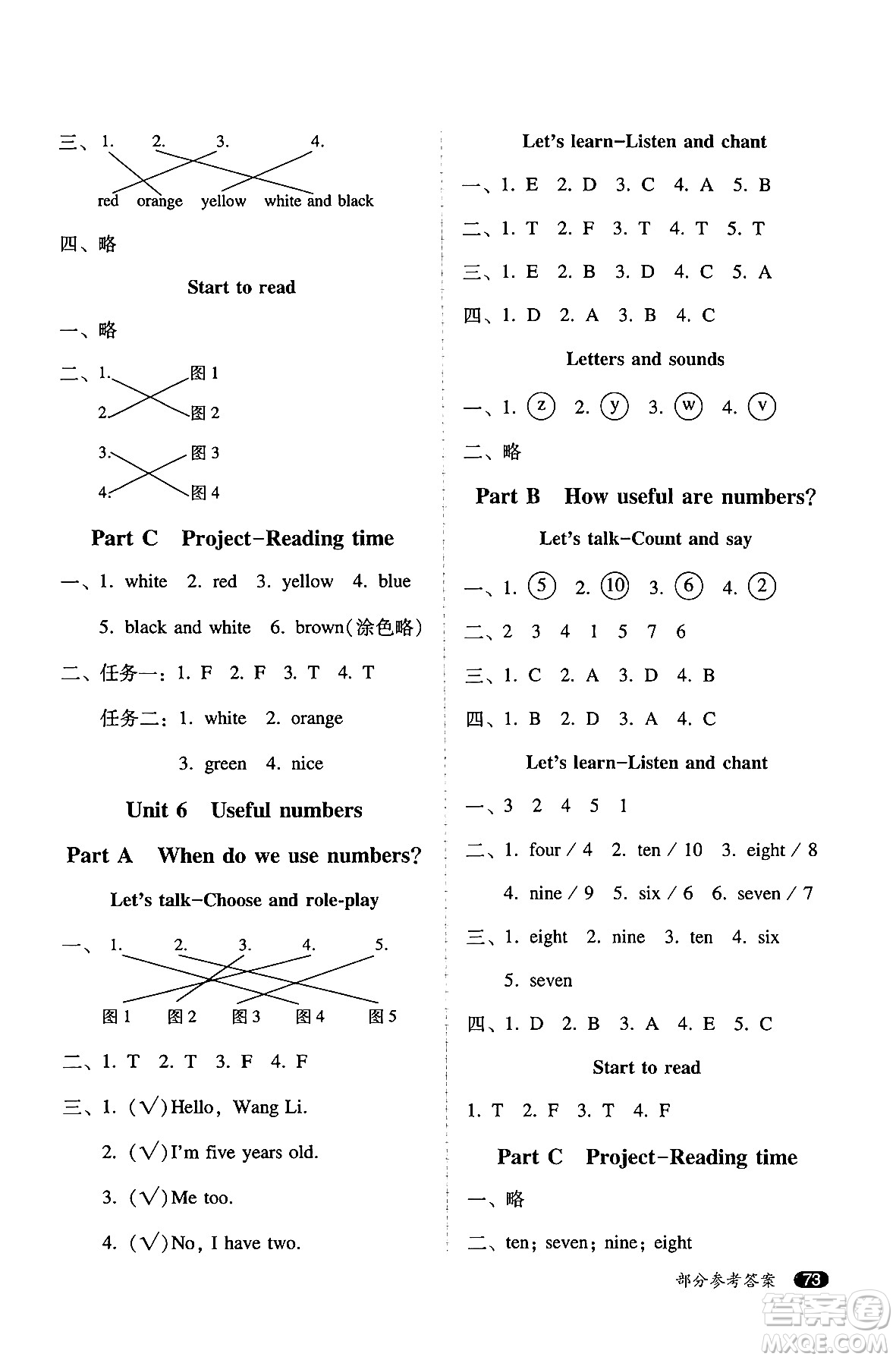 廣西師范大學(xué)出版社2024年秋新課程學(xué)習(xí)輔導(dǎo)三年級英語上冊人教PEP版答案