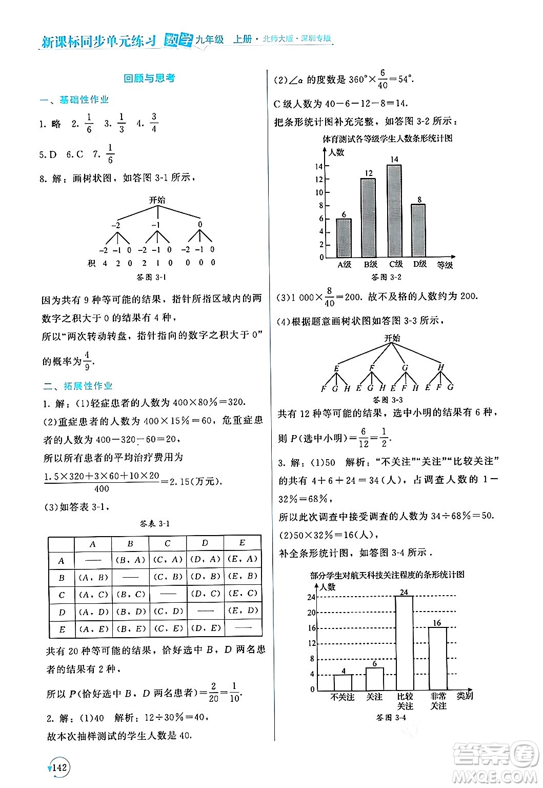 北京師范大學出版社2024年秋新課標同步單元練習九年級數(shù)學上冊北師大版深圳專版答案