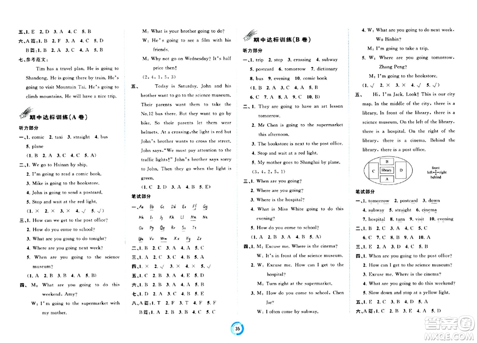 廣西師范大學(xué)出版社2024年秋新課程學(xué)習(xí)與測評單元雙測六年級英語上冊A版人教版答案