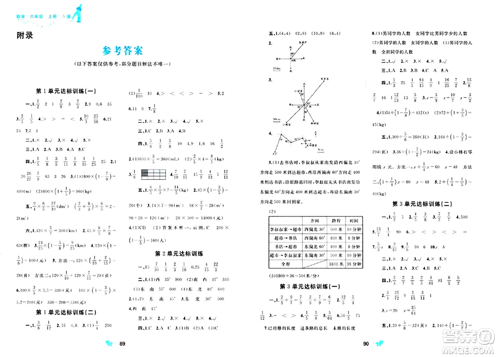 廣西師范大學(xué)出版社2024年秋新課程學(xué)習(xí)與測評單元雙測六年級數(shù)學(xué)上冊A版人教版答案