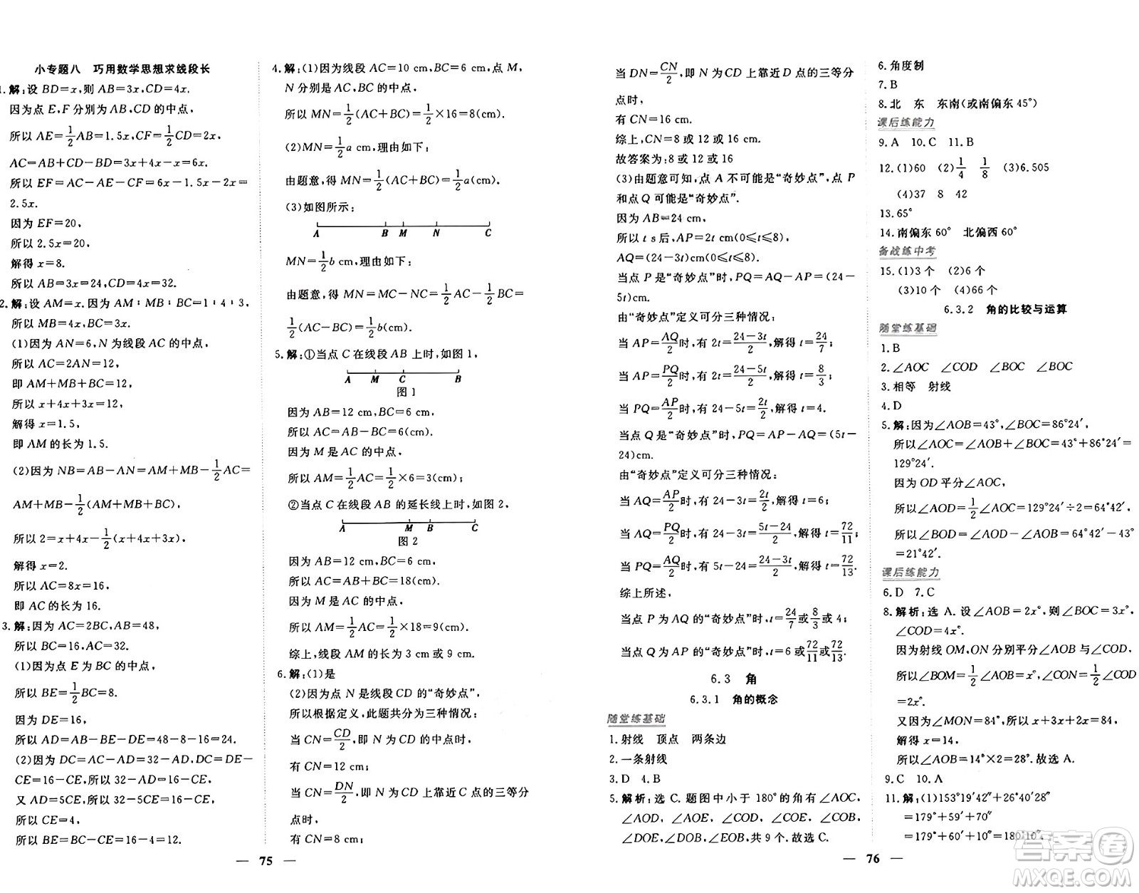 青海人民出版社2024年秋新坐標(biāo)同步練習(xí)七年級數(shù)學(xué)上冊人教版青海專版答案