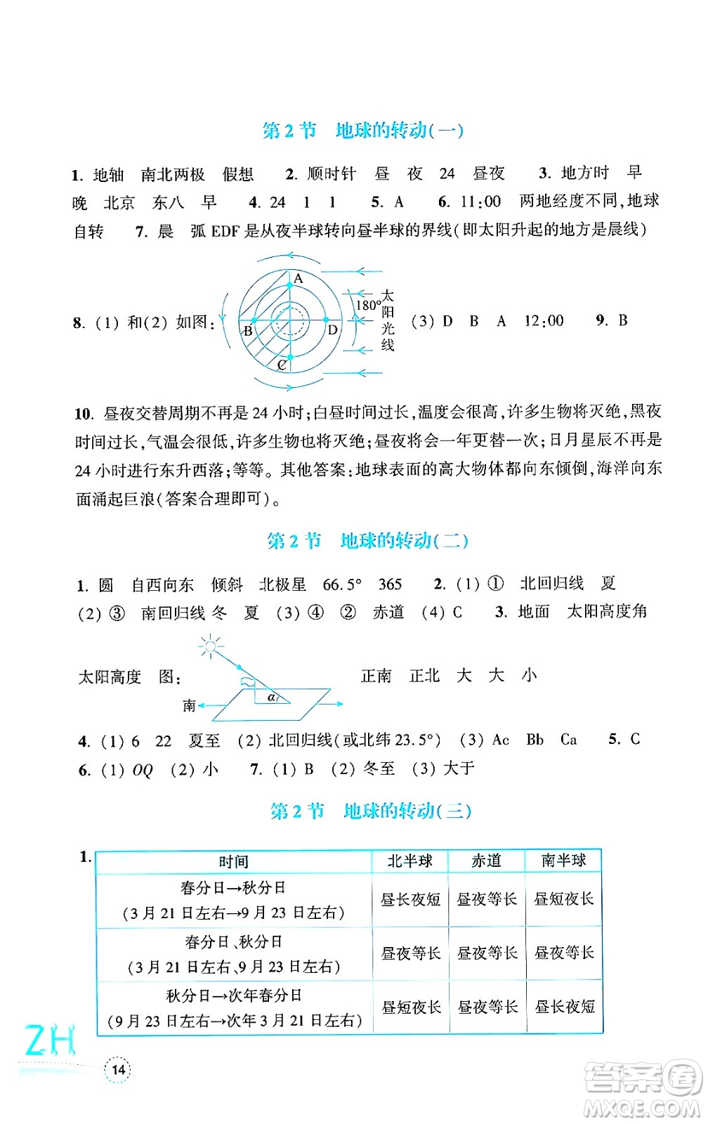 浙江教育出版社2024年秋科學(xué)作業(yè)本七年級(jí)科學(xué)上冊(cè)浙教版答案