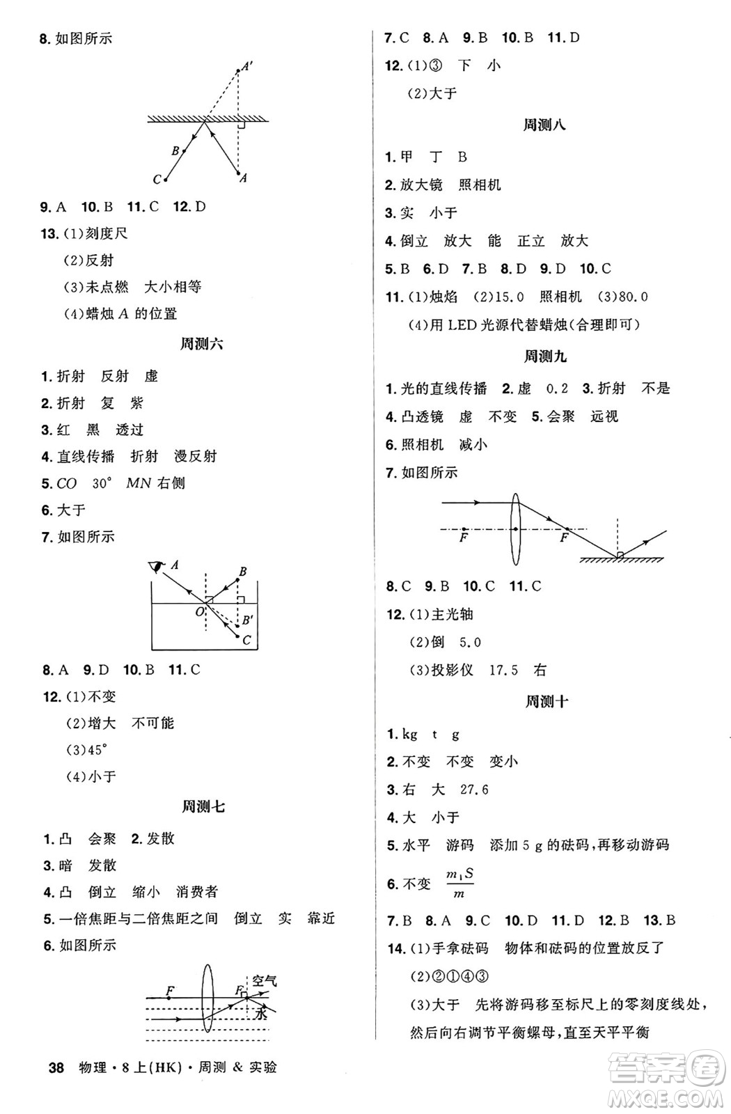 安徽師范大學(xué)出版社2024年秋課時(shí)A計(jì)劃八年級(jí)物理上冊(cè)滬科版答案