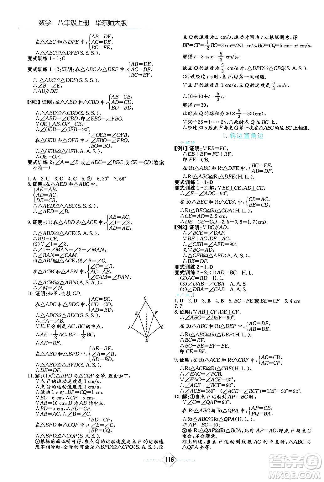 湖南教育出版社2024年秋學(xué)法大視野八年級(jí)數(shù)學(xué)上冊(cè)華師版答案