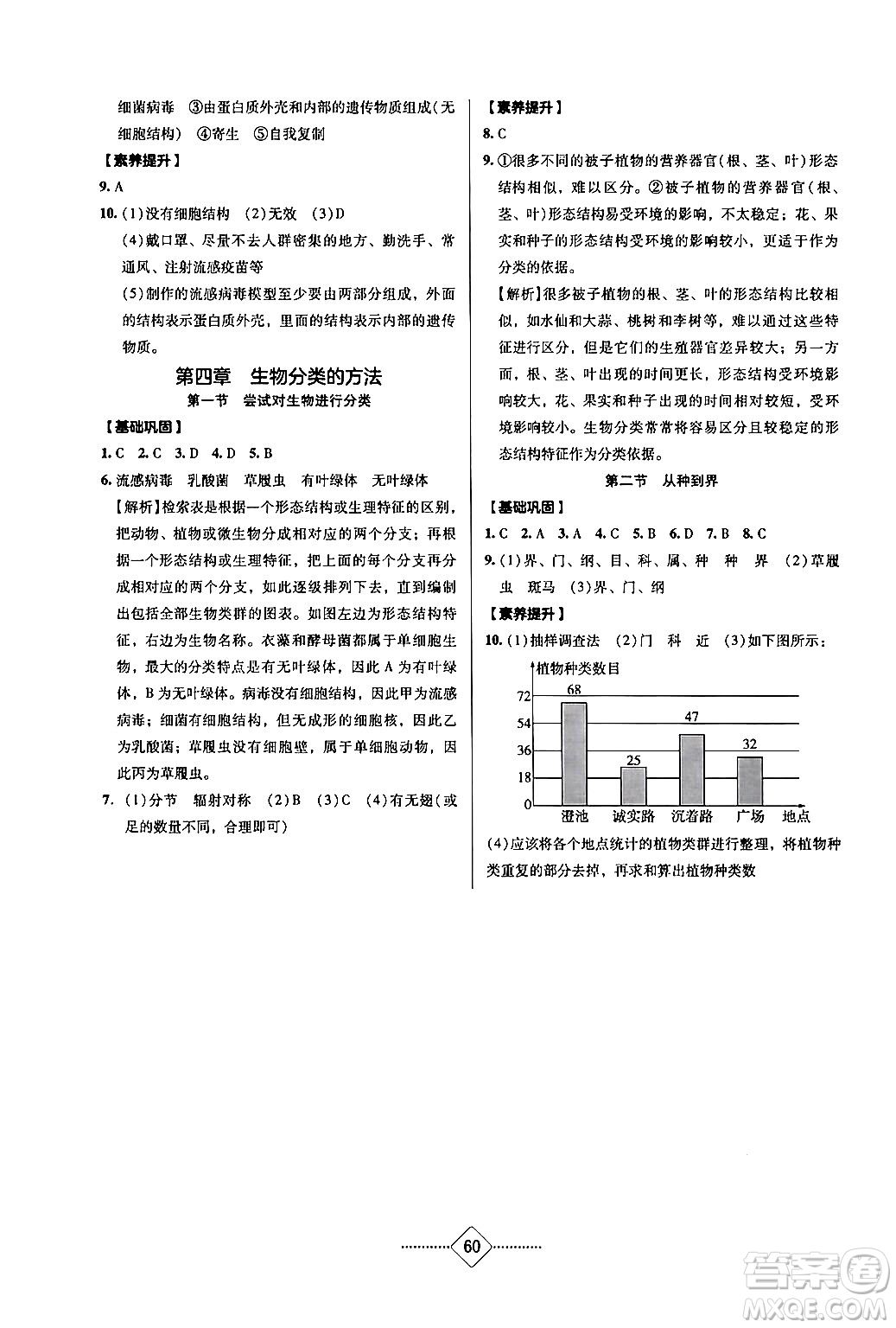 湖南教育出版社2024年秋學(xué)法大視野七年級生物上冊人教版長沙專版答案