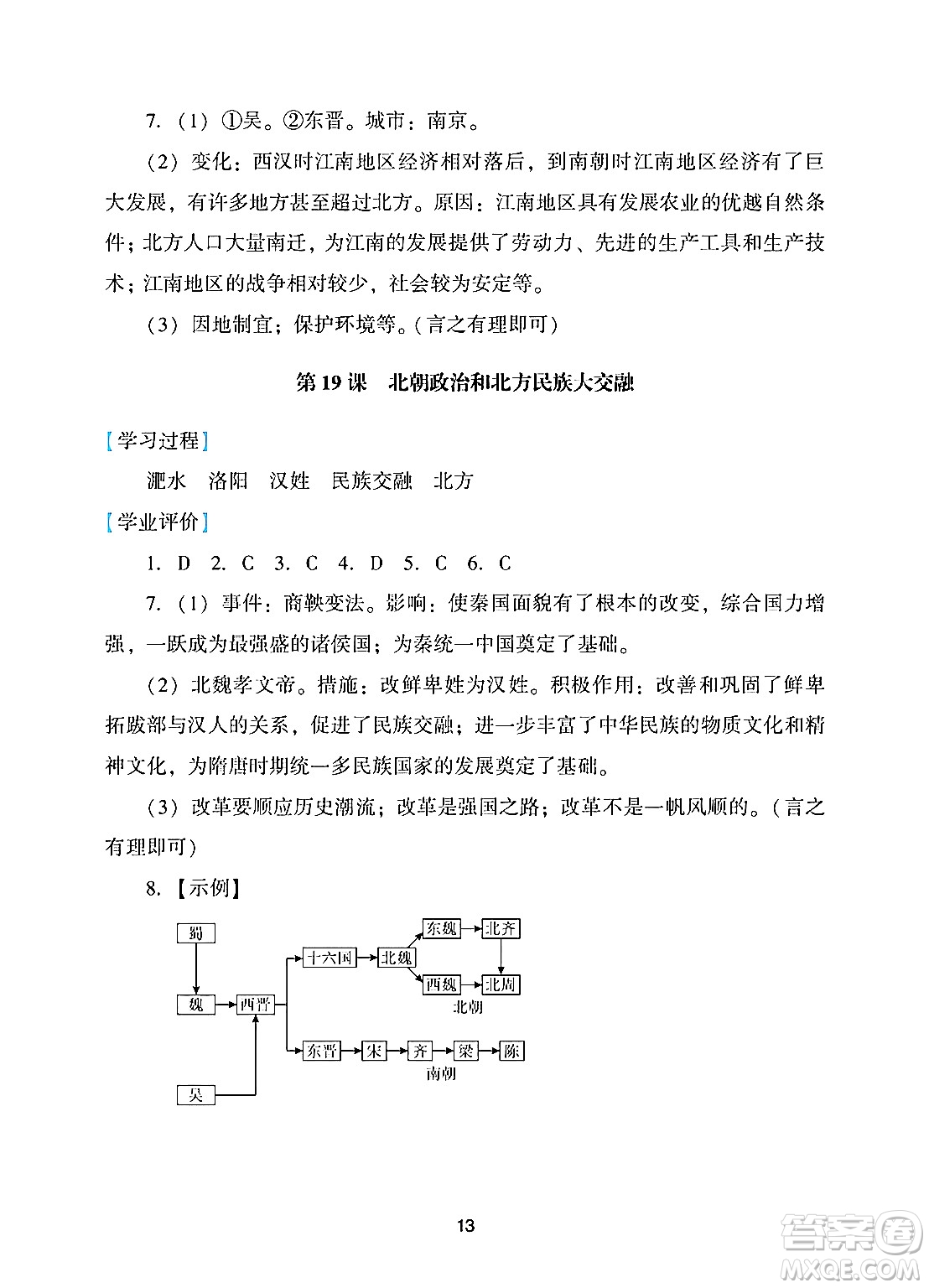 廣州出版社2024年秋陽光學(xué)業(yè)評(píng)價(jià)七年級(jí)歷史上冊人教版答案