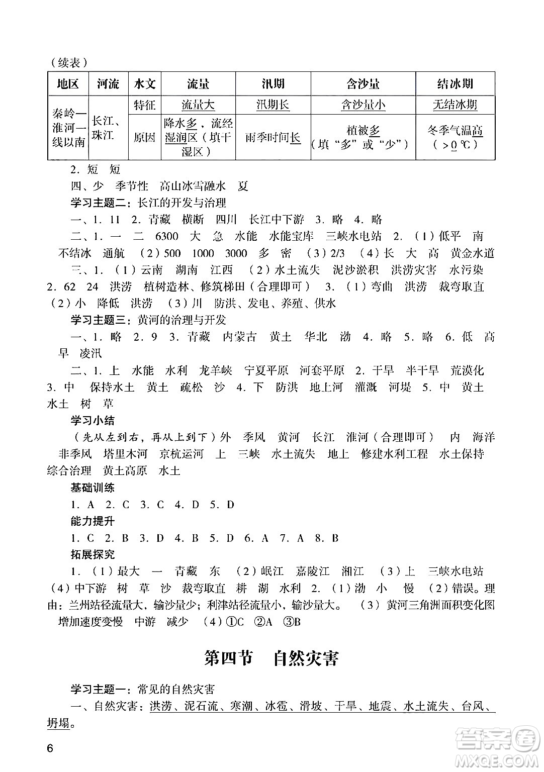 廣州出版社2024年秋陽光學(xué)業(yè)評價八年級地理上冊人教版答案