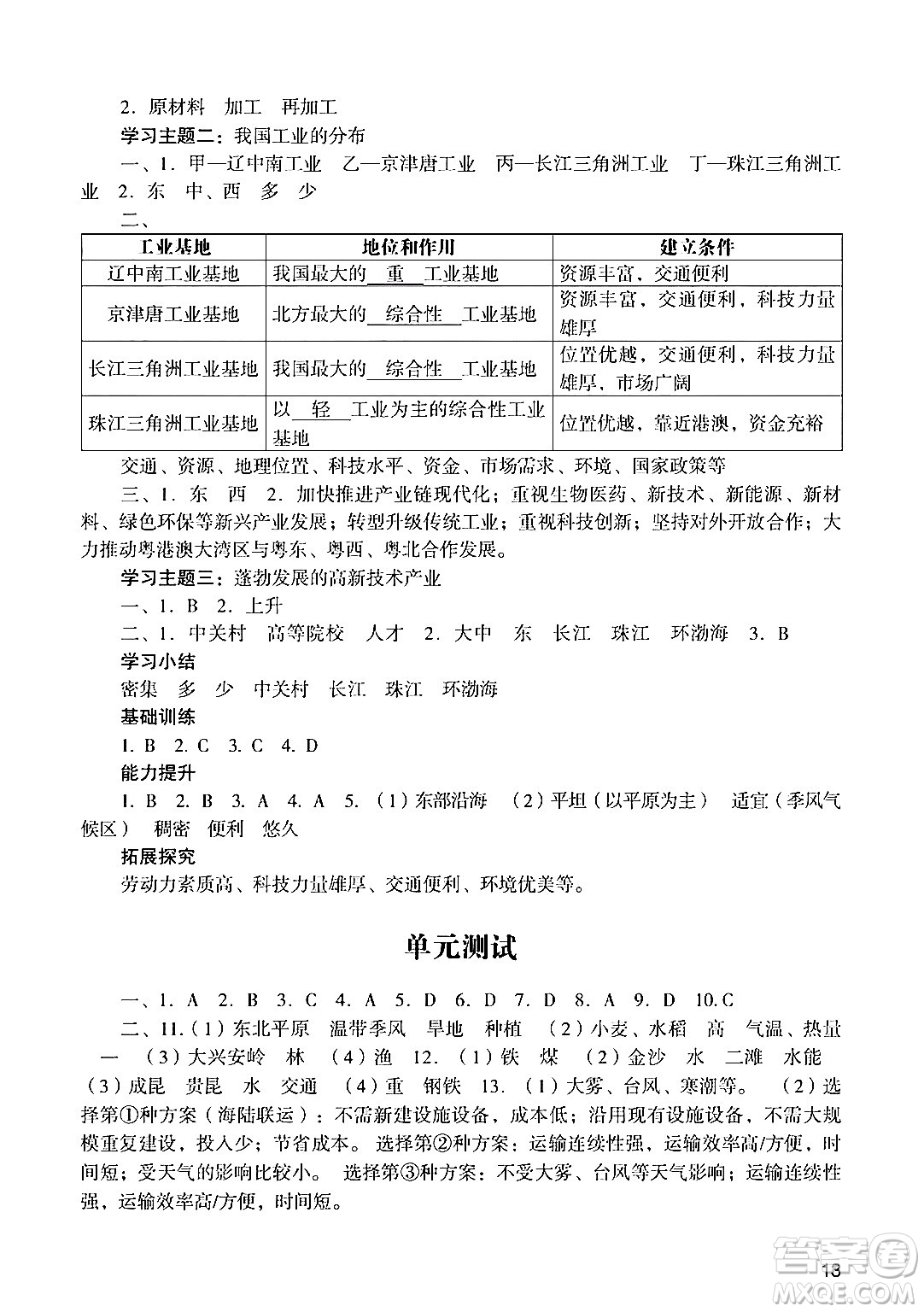 廣州出版社2024年秋陽光學(xué)業(yè)評價八年級地理上冊人教版答案