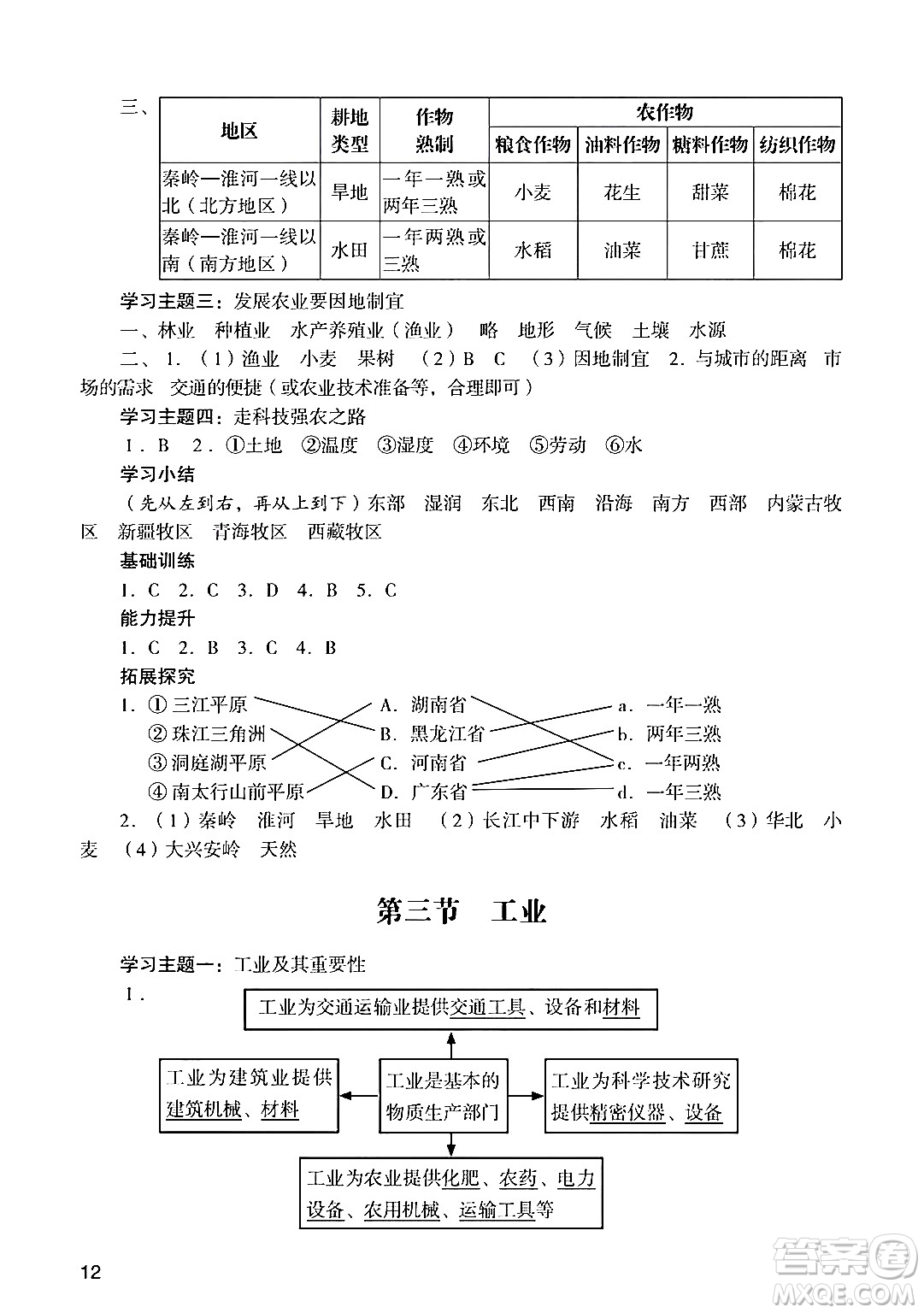 廣州出版社2024年秋陽光學(xué)業(yè)評價八年級地理上冊人教版答案