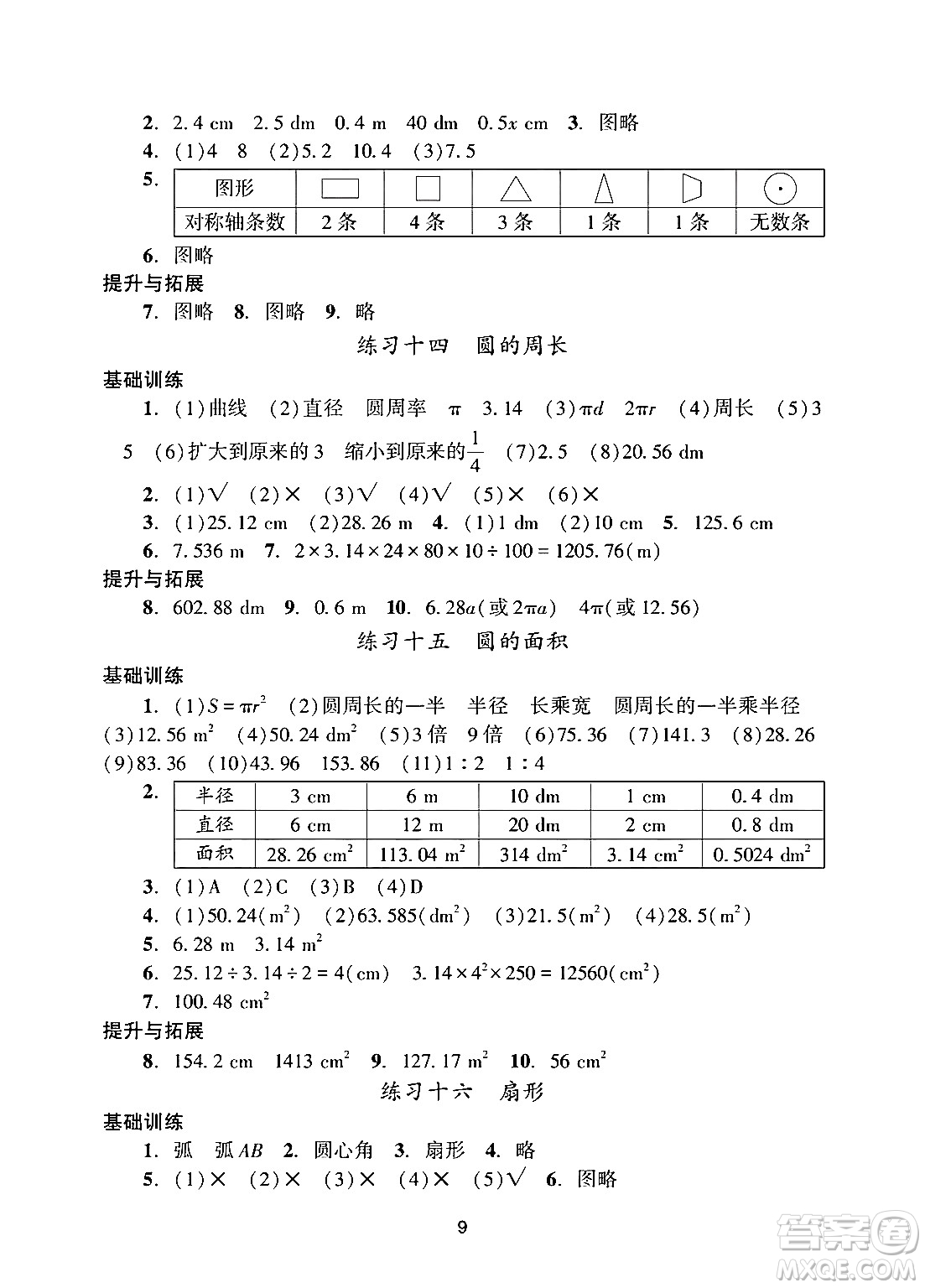 廣州出版社2024年秋陽光學業(yè)評價六年級數(shù)學上冊人教版答案