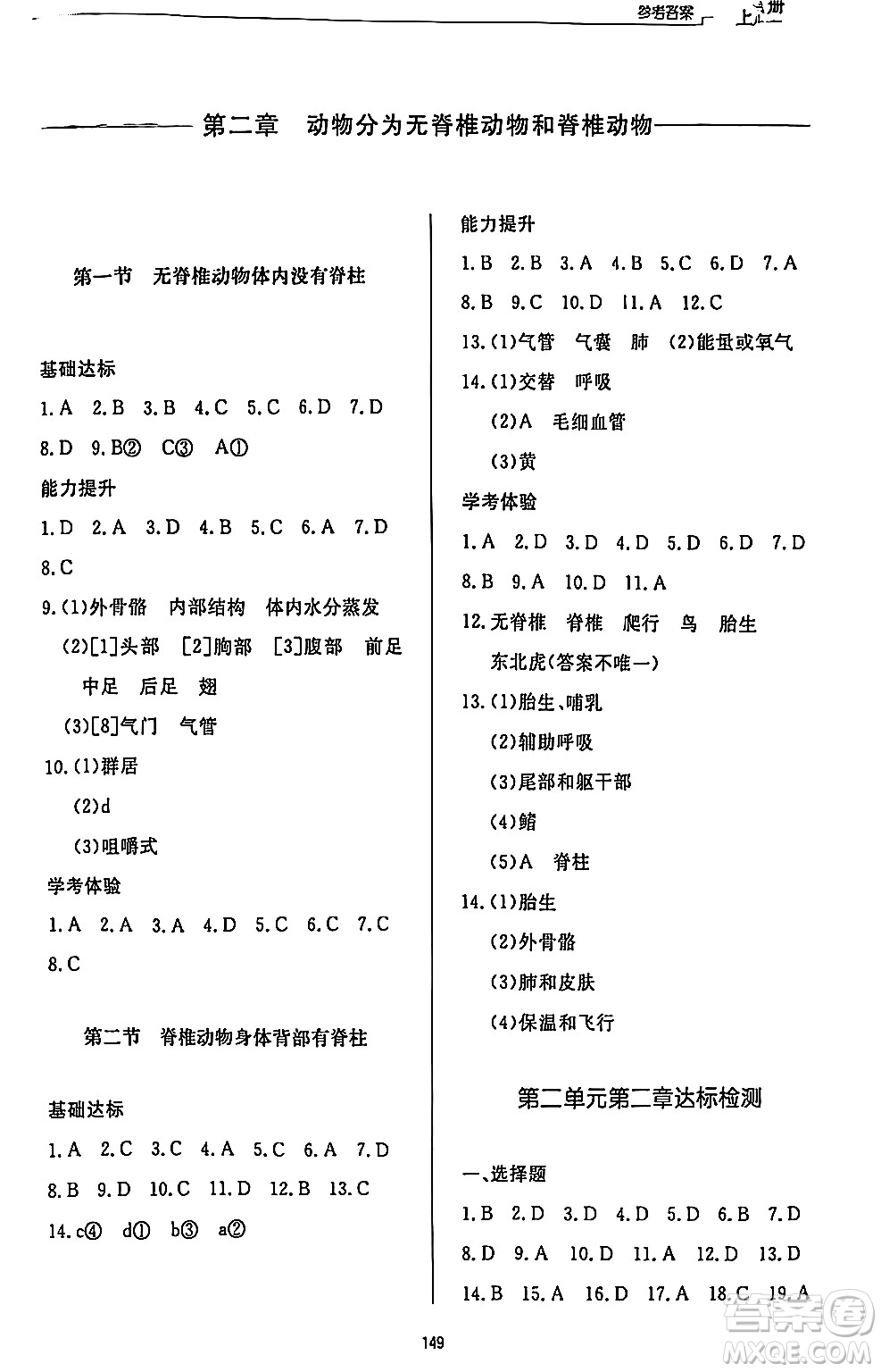 濟(jì)南出版社2024秋初中同步練習(xí)冊七年級生物上冊濟(jì)南版答案