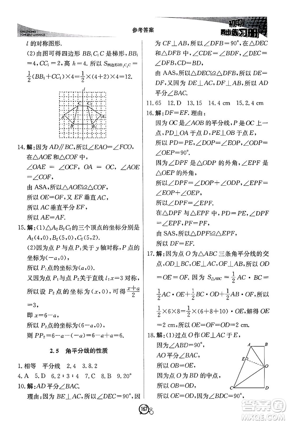 北京教育出版社2024秋初中同步練習(xí)冊(cè)八年級(jí)數(shù)學(xué)上冊(cè)青島版答案