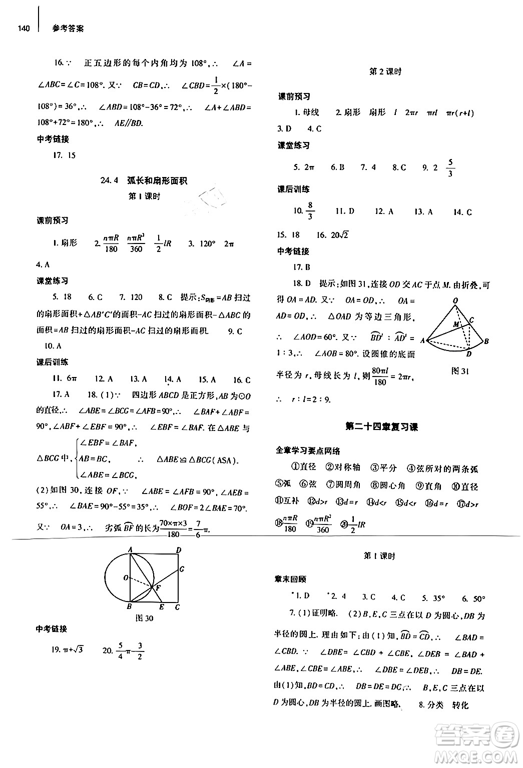 大象出版社2024秋初中同步練習(xí)冊(cè)九年級(jí)數(shù)學(xué)上冊(cè)人教版山東專版答案