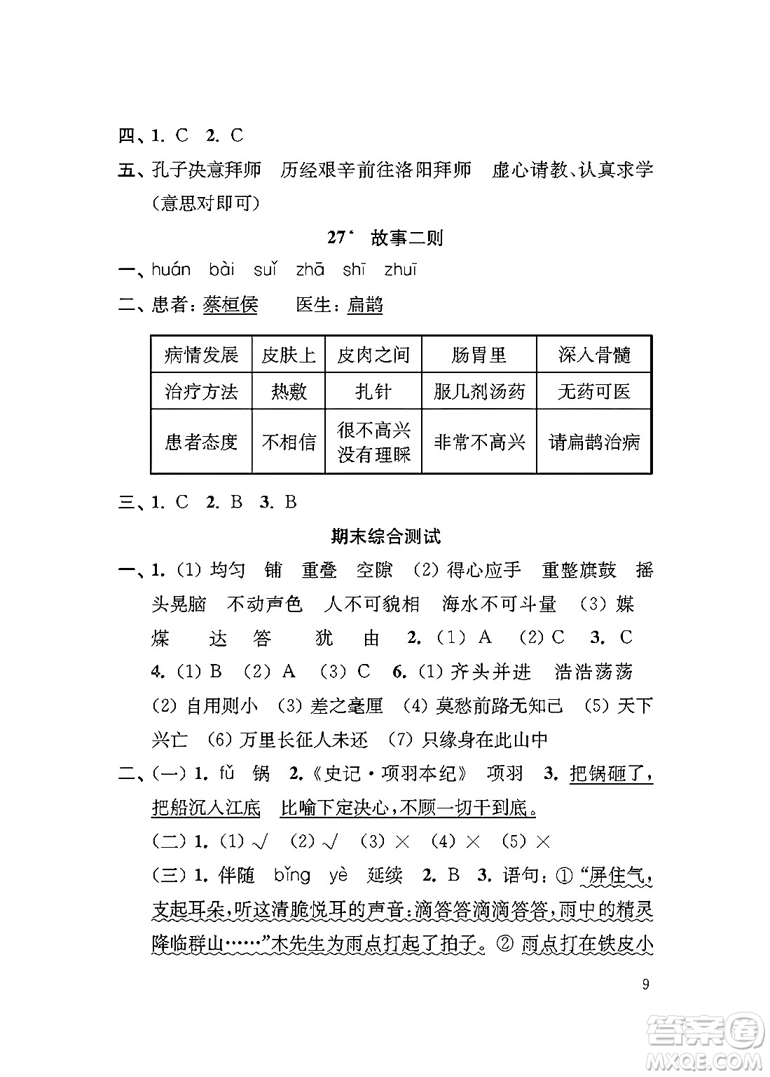 江蘇鳳凰教育出版社2024年秋小學(xué)語(yǔ)文補(bǔ)充習(xí)題四年級(jí)語(yǔ)文上冊(cè)人教版答案