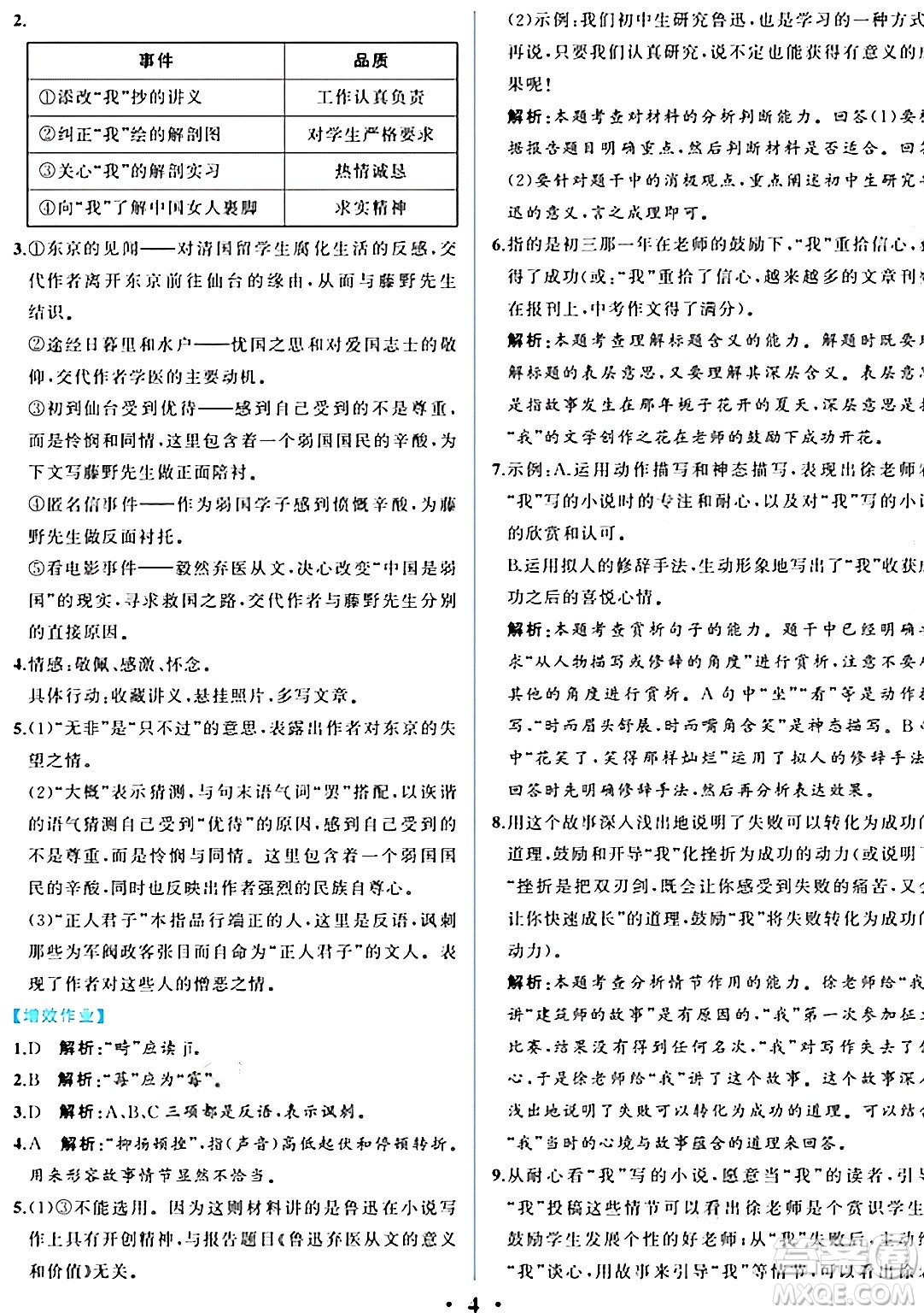 人民教育出版社2024年秋人教金學(xué)典同步練習(xí)冊(cè)同步解析與測(cè)評(píng)八年級(jí)語(yǔ)文上冊(cè)人教版重慶專版答案