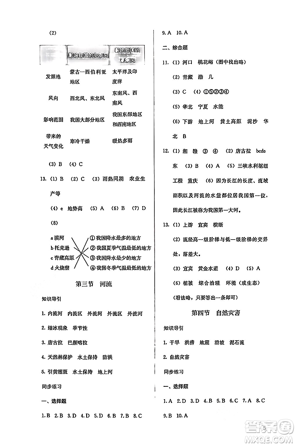 人民教育出版社2024年秋人教金學(xué)典同步練習(xí)冊(cè)同步解析與測(cè)評(píng)八年級(jí)地理上冊(cè)人教版答案