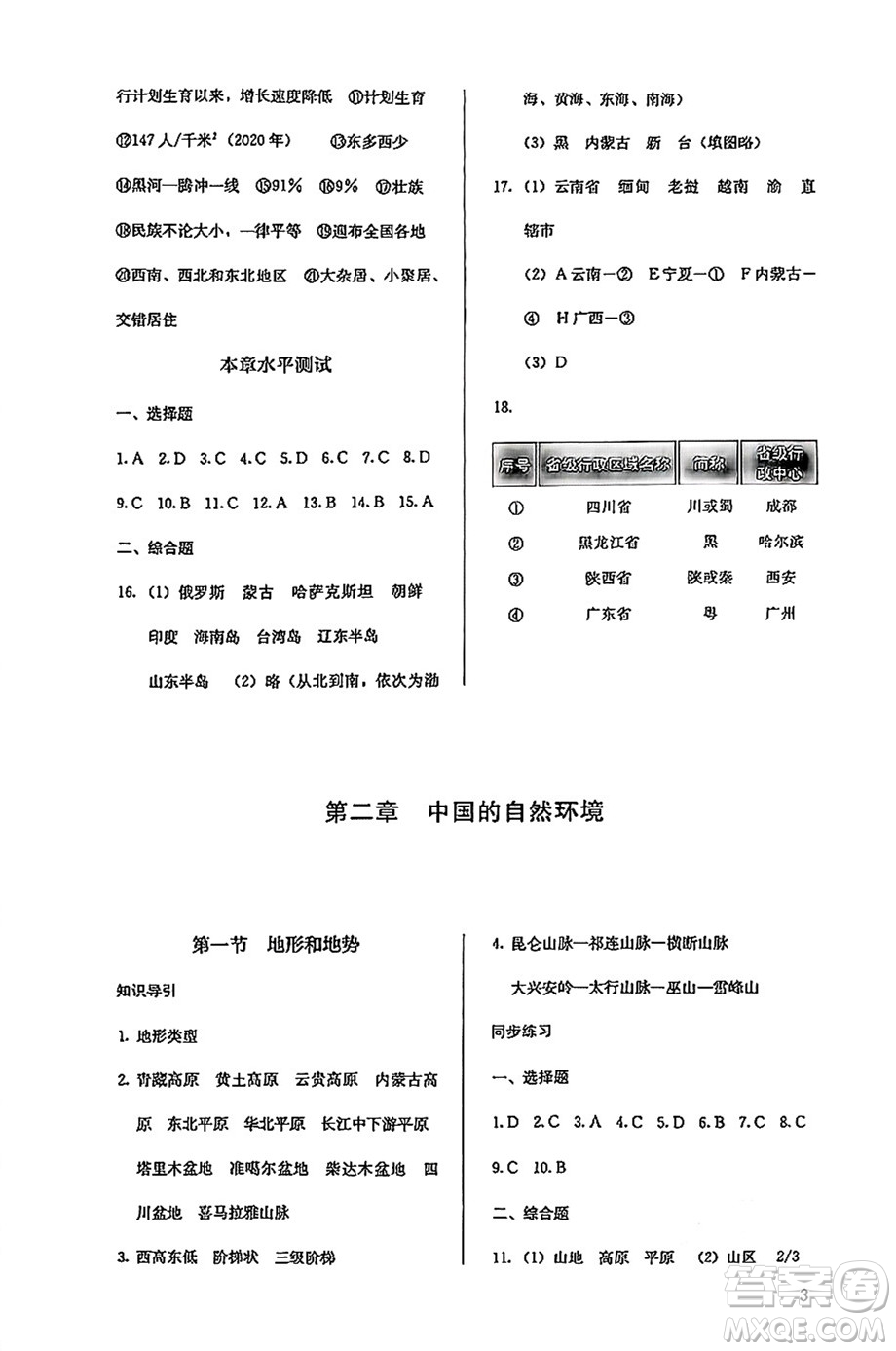 人民教育出版社2024年秋人教金學(xué)典同步練習(xí)冊(cè)同步解析與測(cè)評(píng)八年級(jí)地理上冊(cè)人教版答案