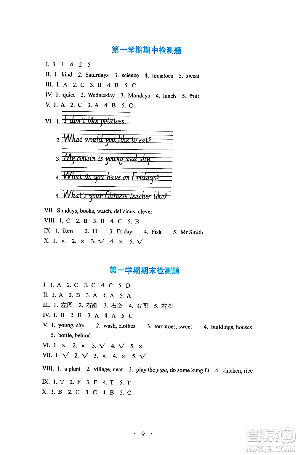 人民教育出版社2024年秋人教金學(xué)典同步練習(xí)冊(cè)同步解析與測(cè)評(píng)五年級(jí)英語(yǔ)上冊(cè)人教PEP版三起點(diǎn)答案